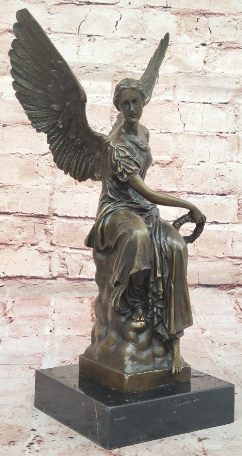 Handcrafted bronze sculpture SALE Celesti On Sits Angel Beautiful Moreau Figure