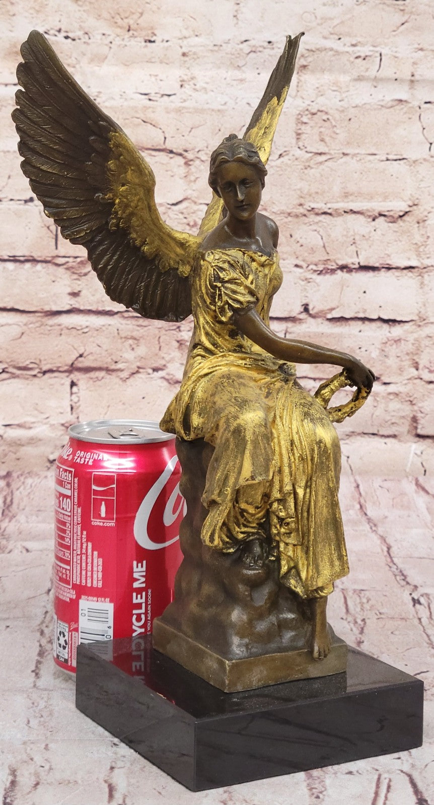 Large Divine Angel of Victory Bronze Hot Cast Sculpture Figurine Figure Hot Cast