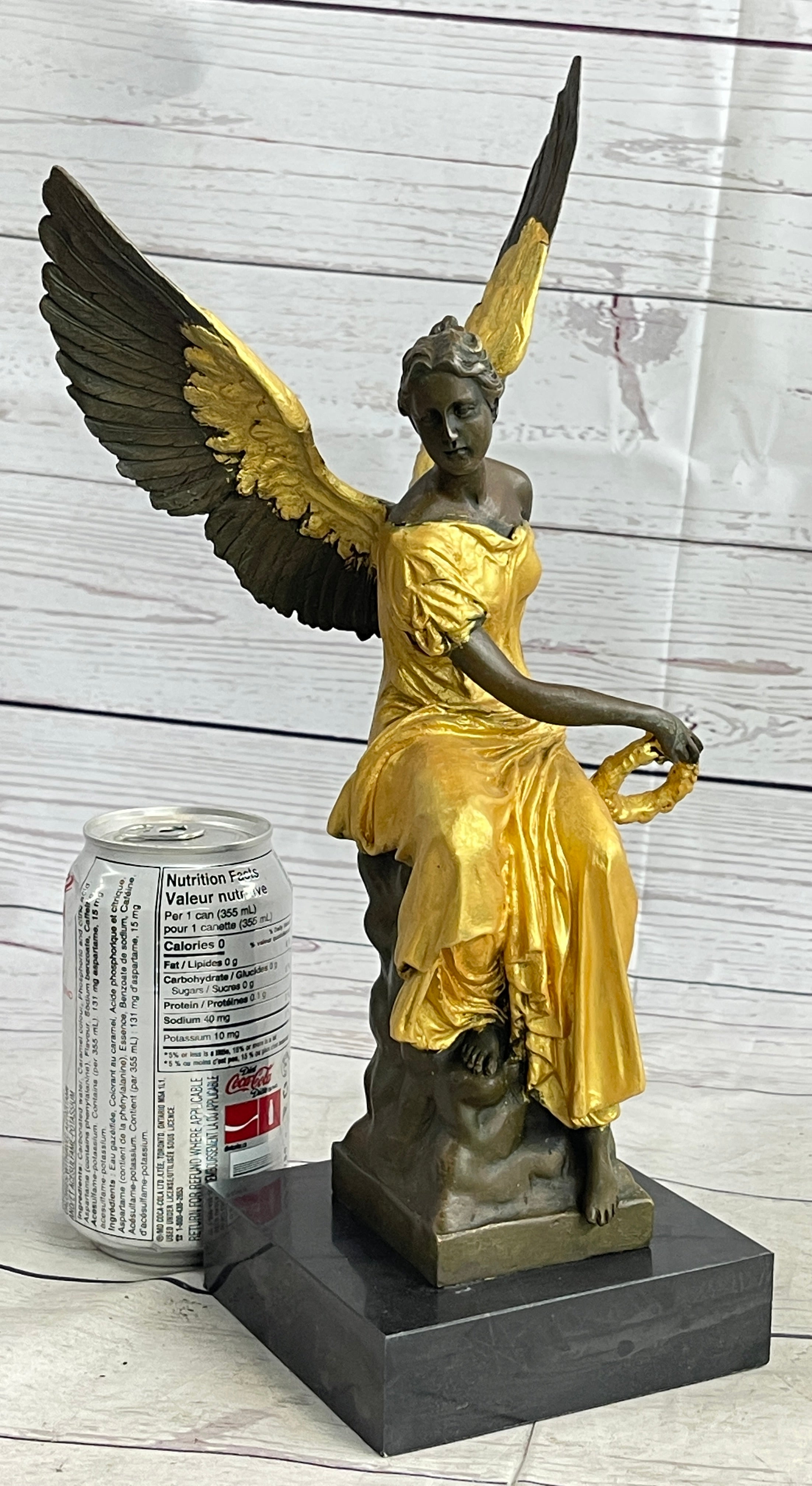 Large Divine Angel of Victory Bronze Hot Cast Sculpture Figurine Figure Hot Cast