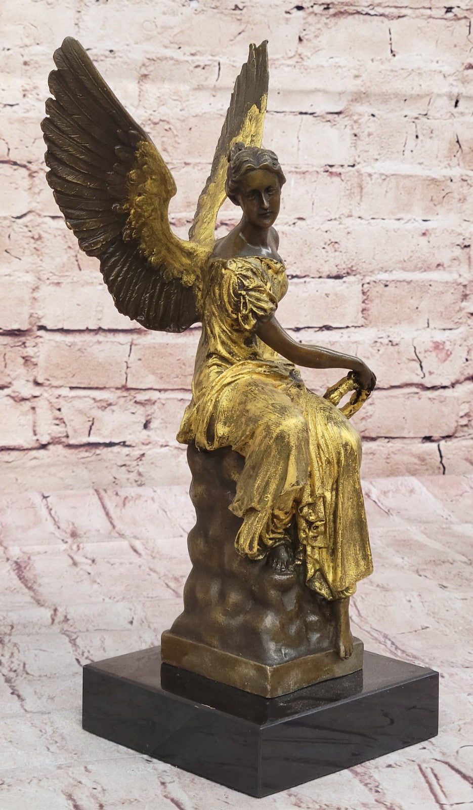 Large Divine Angel of Victory Bronze Hot Cast Sculpture Figurine Figure Hot Cast