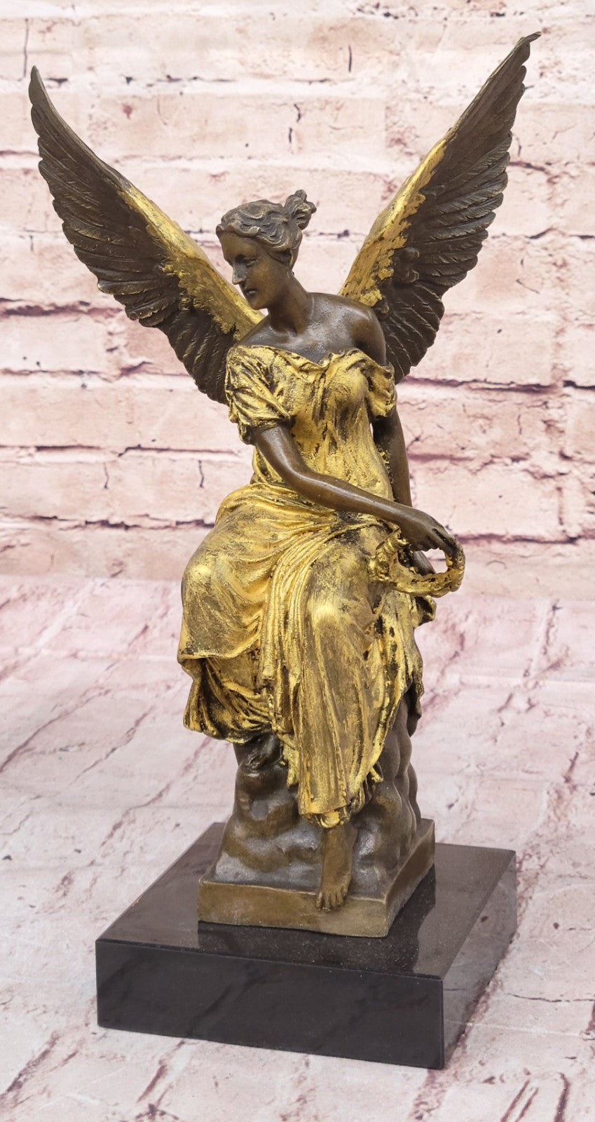 Large Divine Angel of Victory Bronze Hot Cast Sculpture Figurine Figure Hot Cast