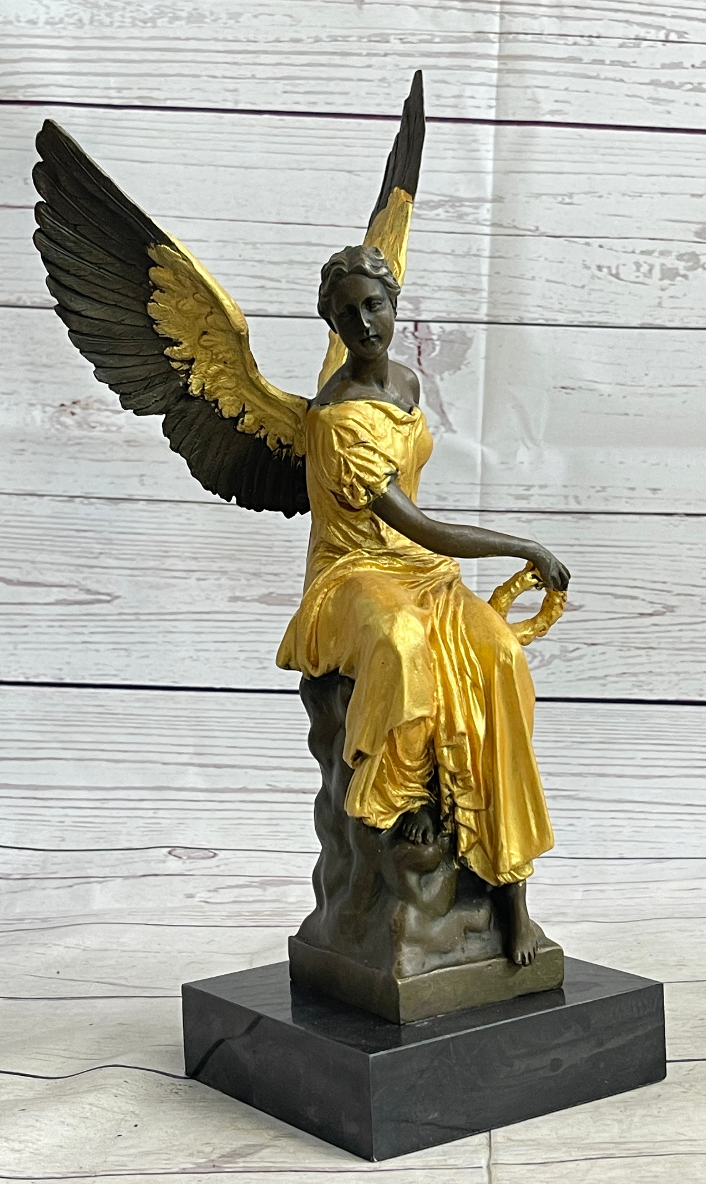 Large Divine Angel of Victory Bronze Hot Cast Sculpture Figurine Figure Hot Cast