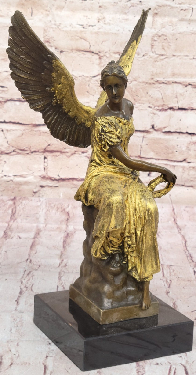 Large Divine Angel of Victory Bronze Hot Cast Sculpture Figurine Figure Hot Cast