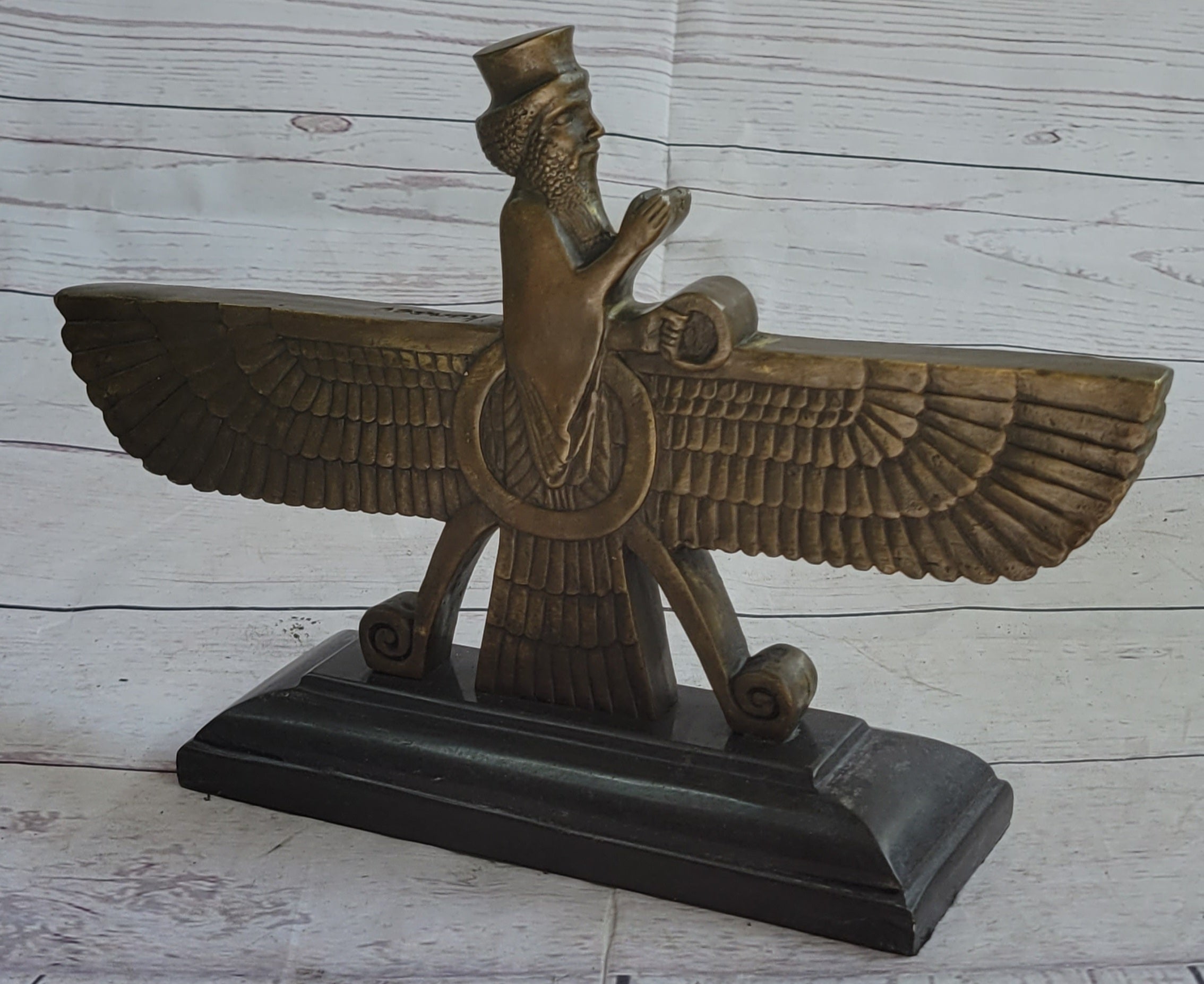 Farvahar Bronze Statue Lost Wax Faravahar Pars Gift Zoroastrian Artwork Figurine