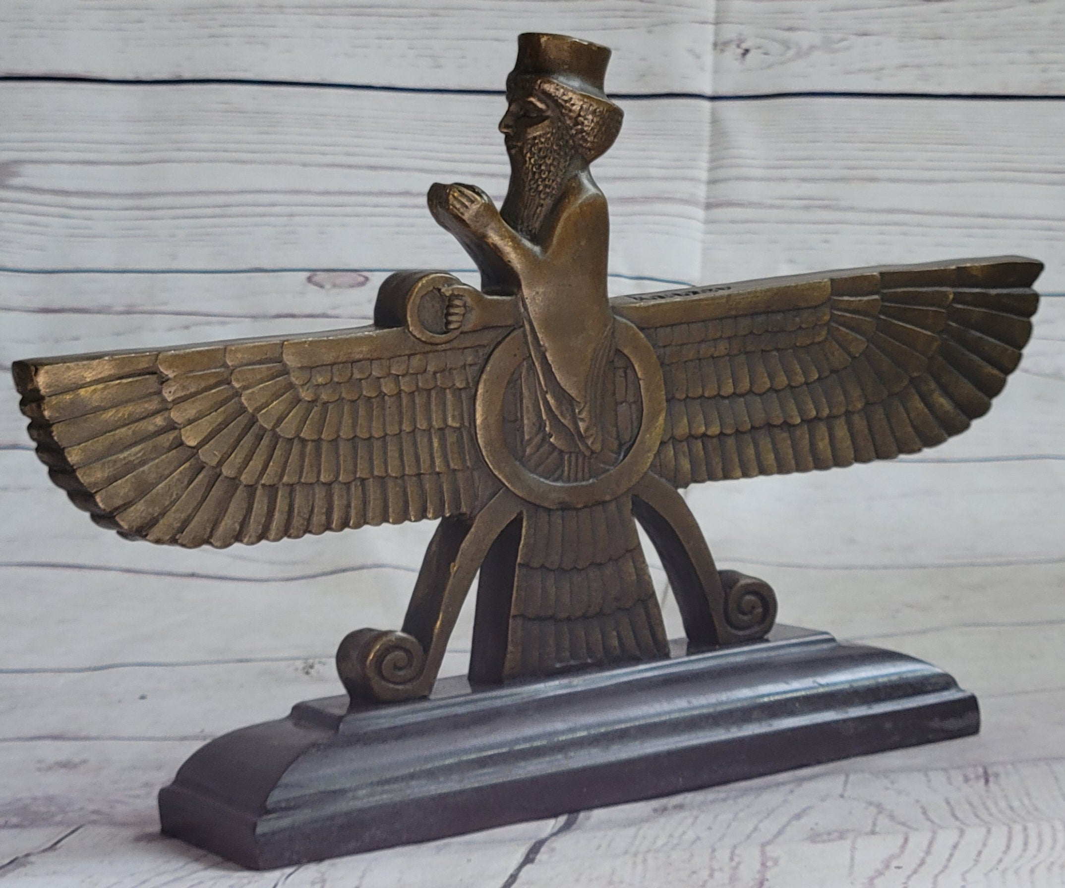 Farvahar Bronze Statue Lost Wax Faravahar Pars Gift Zoroastrian Artwork Figurine