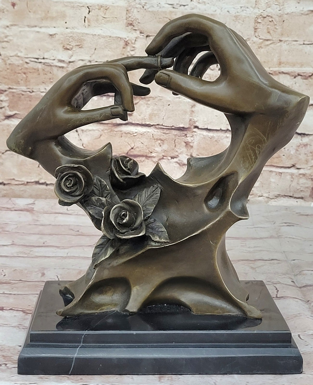 HANDS ENTWINED Bronzed Sculpture, Lovers, Engagement, Wedding or Anniversary