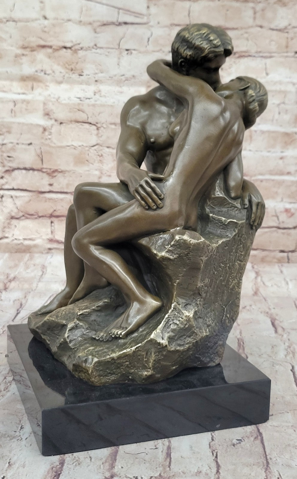 Buy The Kiss Rodin Bronze Statue – 30 lbs European Art Sculpture on Marble Base for Sale