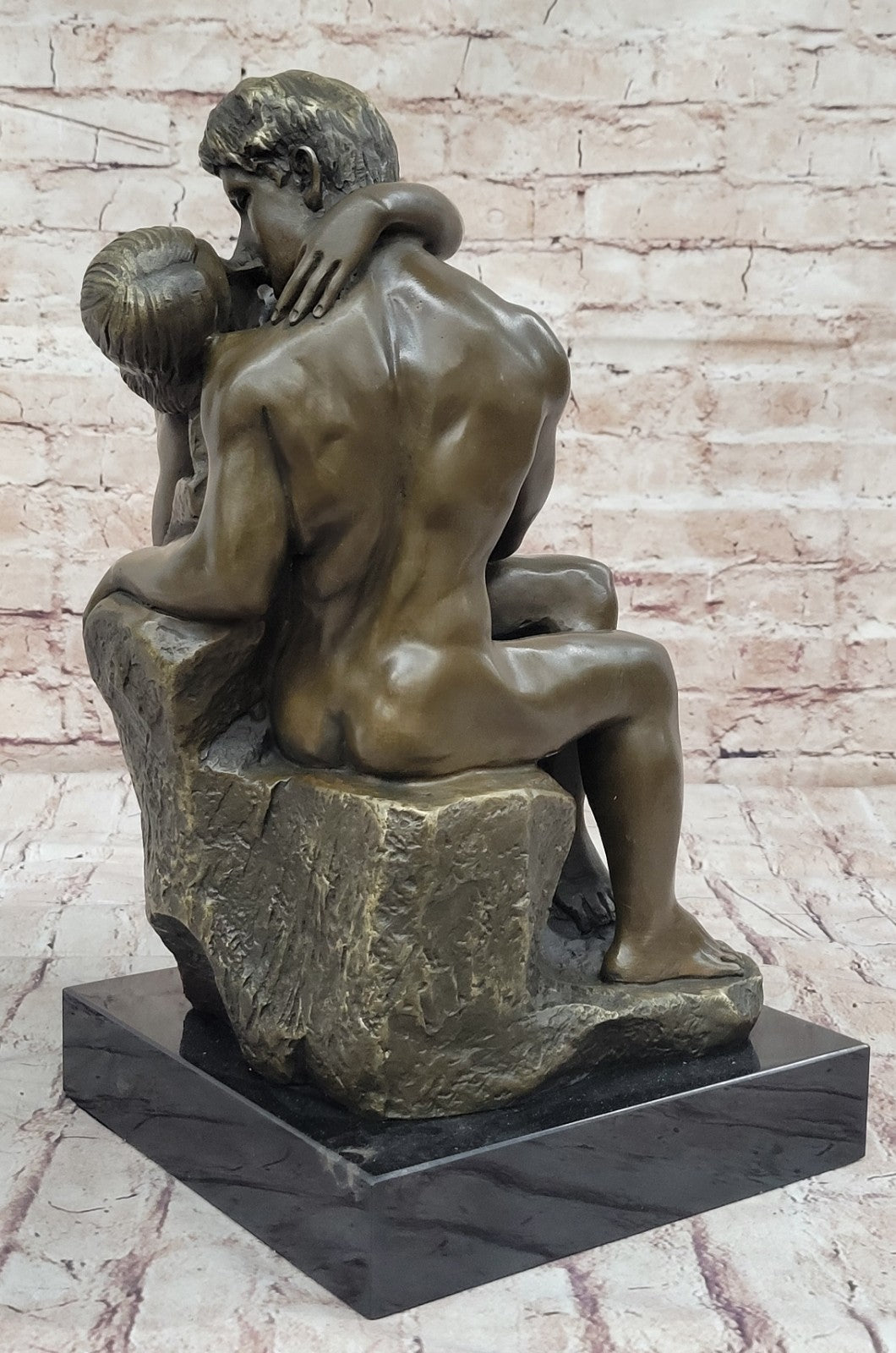 Buy The Kiss Rodin Bronze Statue – 30 lbs European Art Sculpture on Marble Base for Sale
