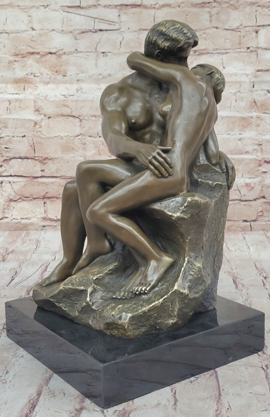 Buy The Kiss Rodin Bronze Statue – 30 lbs European Art Sculpture on Marble Base for Sale