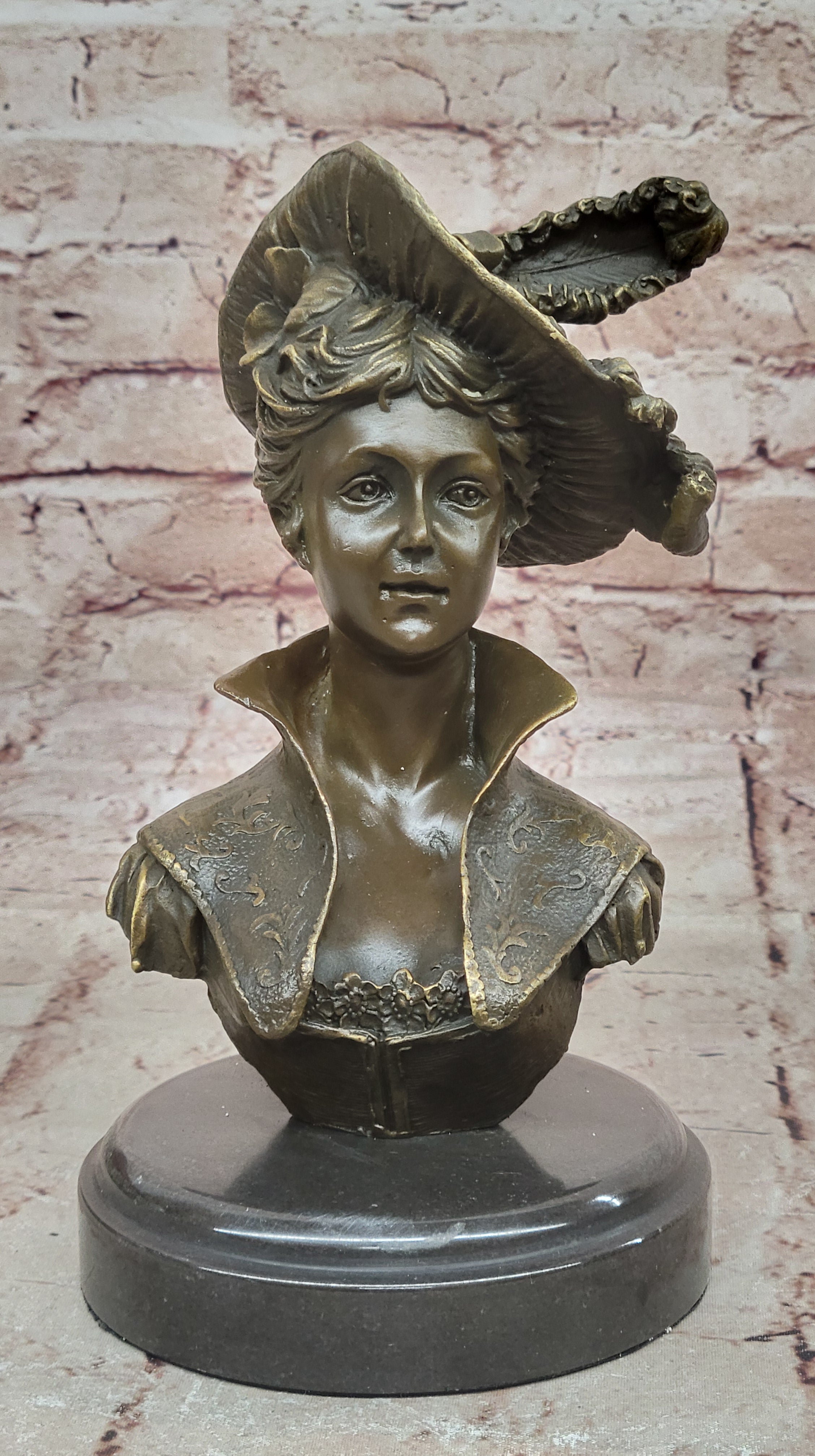 VERY PRETTY Real BRONZE FEMALE CLASSICAL PORTRAIT SCULPTURE STATUE FIGURINE
