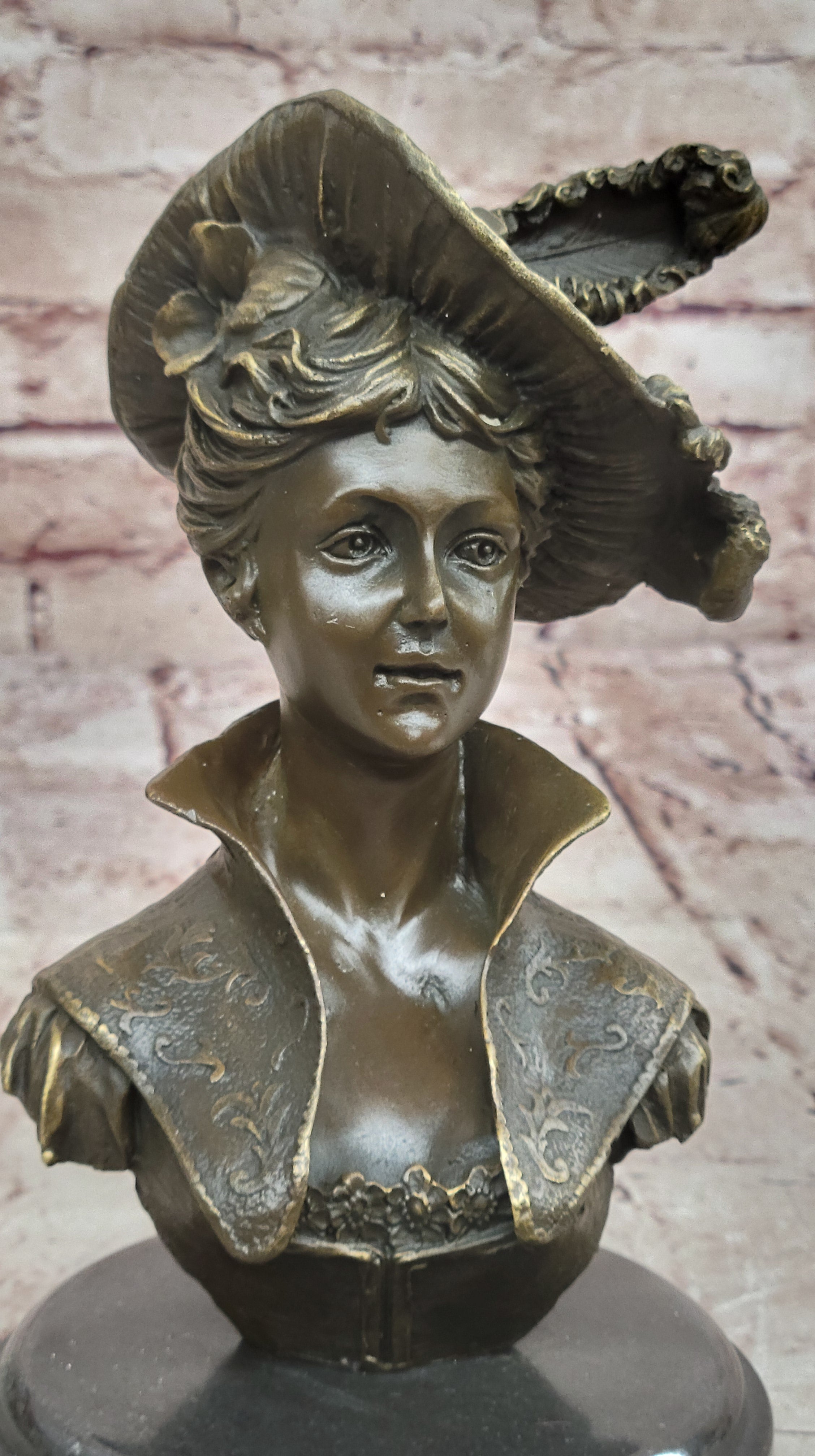 VERY PRETTY Real BRONZE FEMALE CLASSICAL PORTRAIT SCULPTURE STATUE FIGURINE