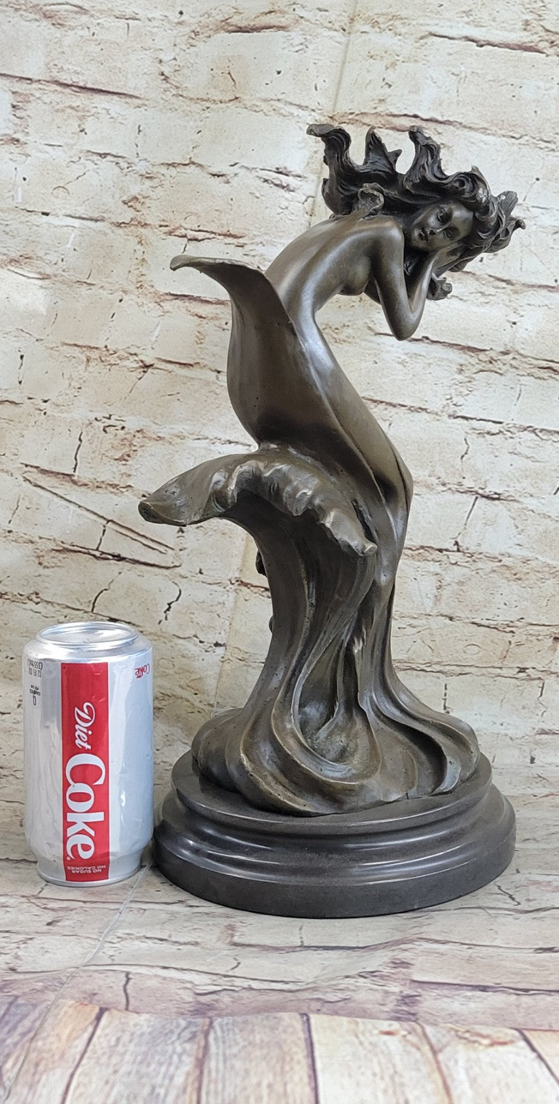 HEAVY BRONZE SCULPTURE ABSTRACT MODERN ART HOME DECOR MYTHOLOGY MEDUSA HAIR NUDE