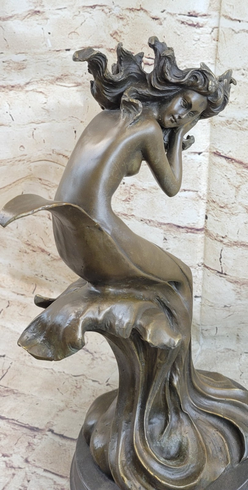 HEAVY BRONZE SCULPTURE ABSTRACT MODERN ART HOME DECOR MYTHOLOGY MEDUSA HAIR NUDE