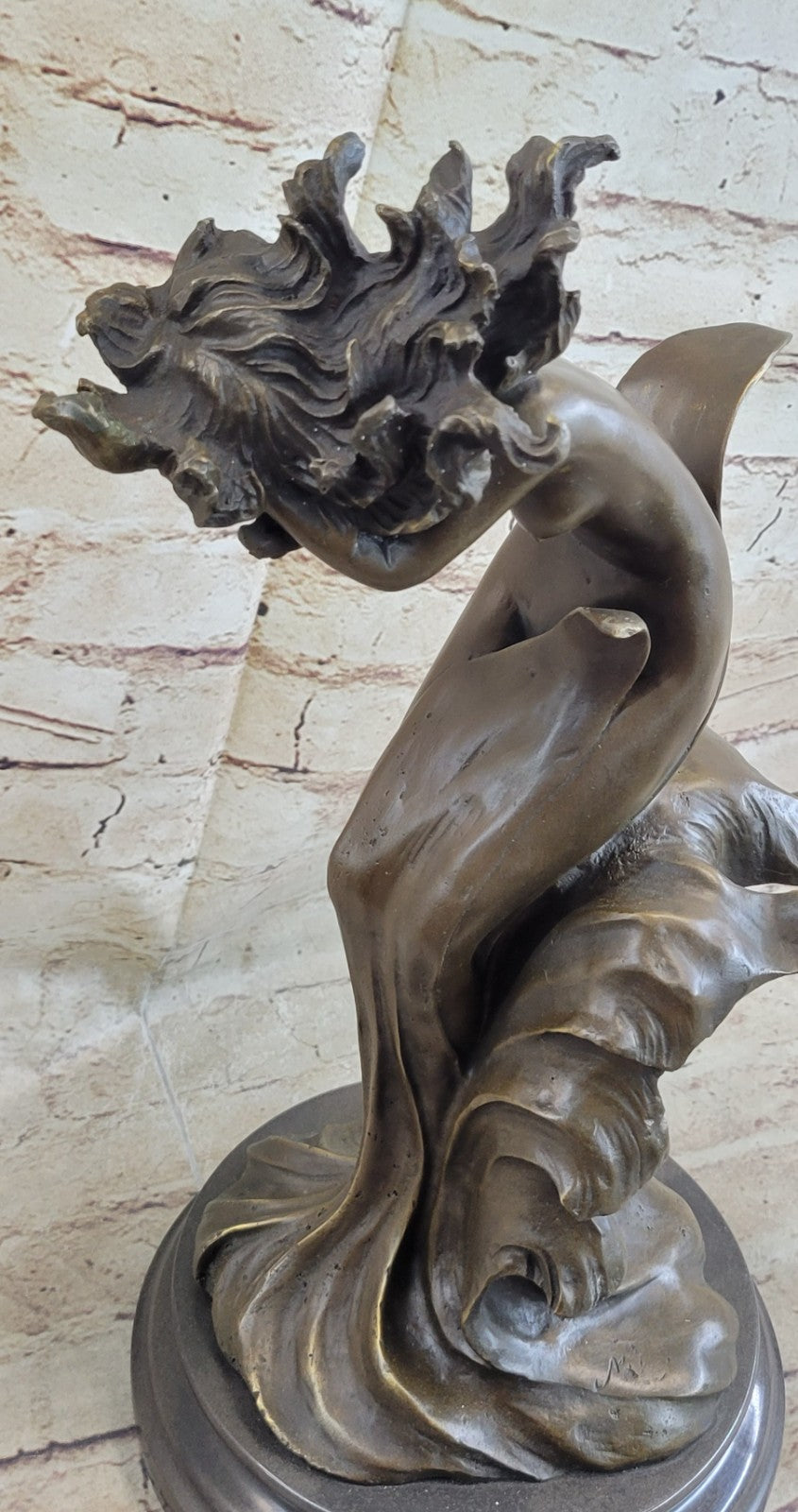 HEAVY BRONZE SCULPTURE ABSTRACT MODERN ART HOME DECOR MYTHOLOGY MEDUSA HAIR NUDE