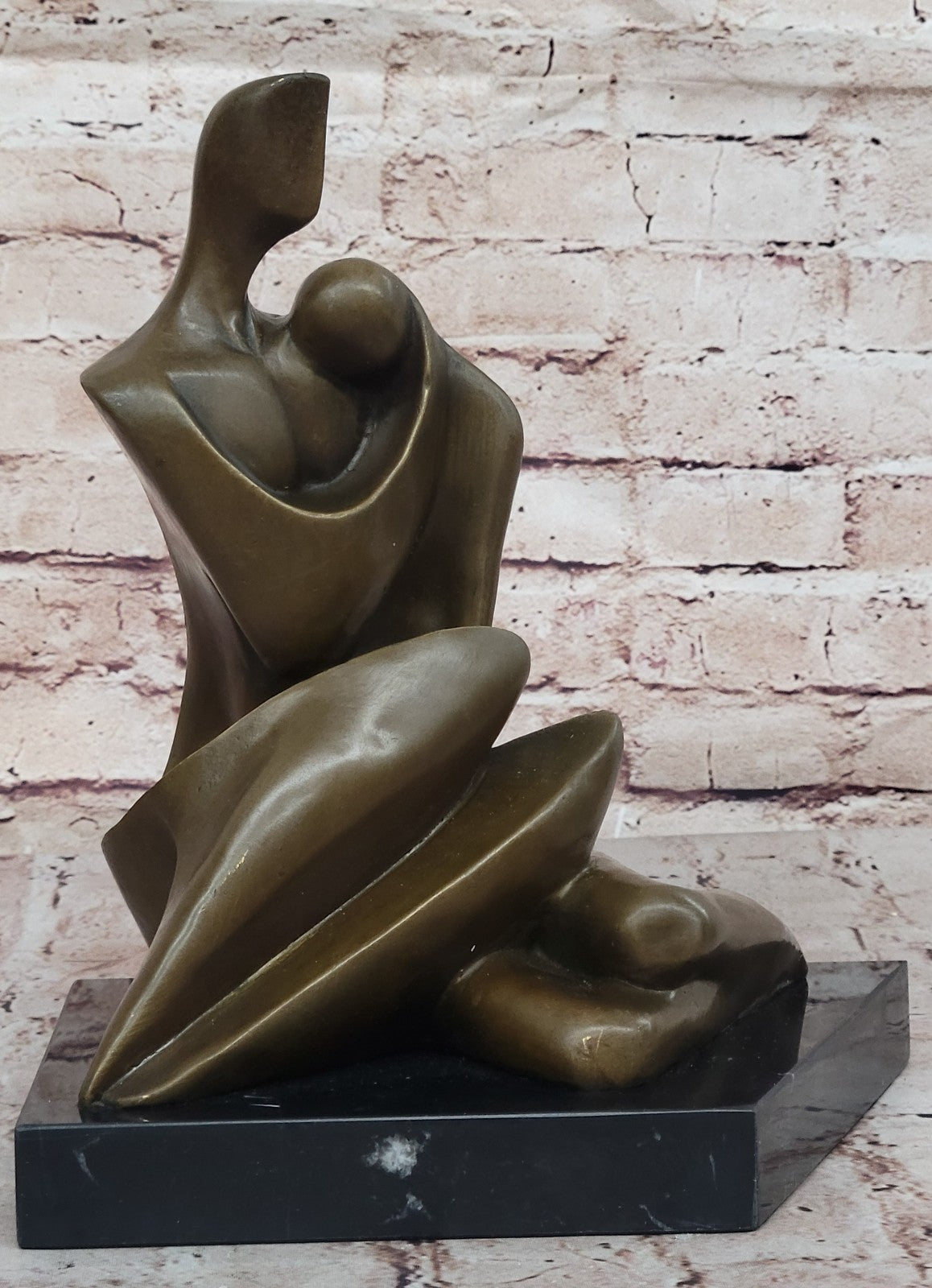 100% Solid Bronze Abstract Couple Holding Each Other by Lost Wax Method Figurine Art