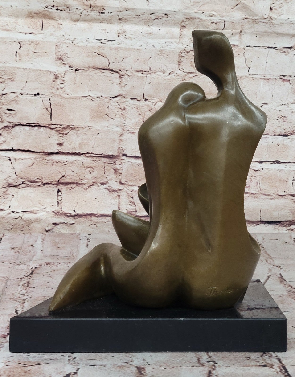 100% Solid Bronze Abstract Couple Holding Each Other by Lost Wax Method Figurine Art