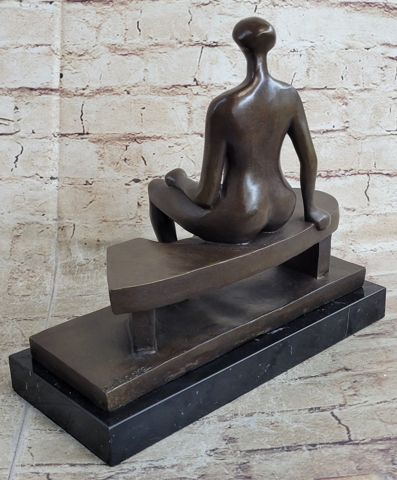 Brutalist Bronze Sculpture of Human Figure after Moore Dali Picasso Figurine Nude