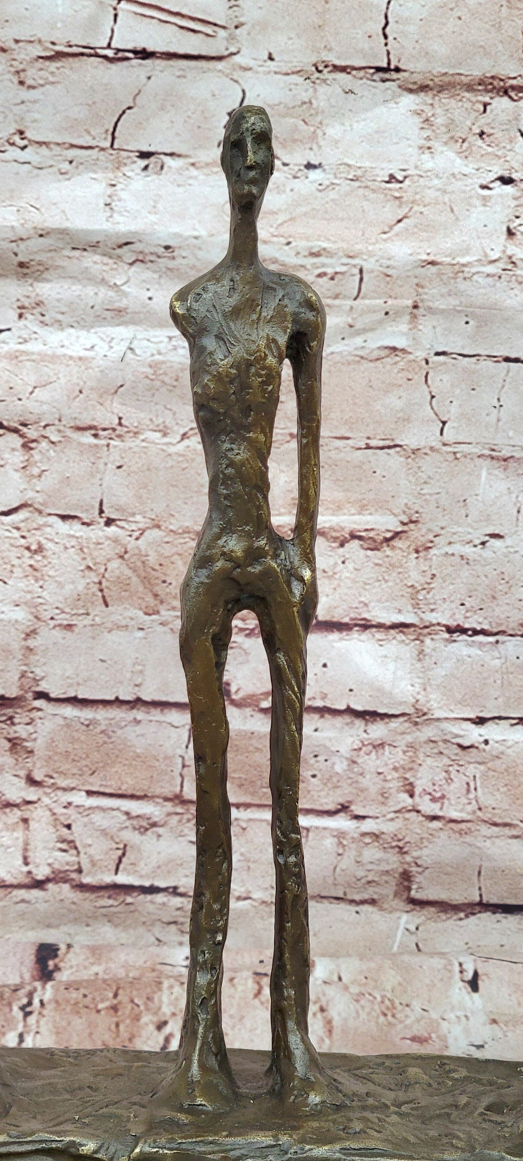 100% Solid Genuine Bronze 3 Male Stick Sculpture Home Office Decoration