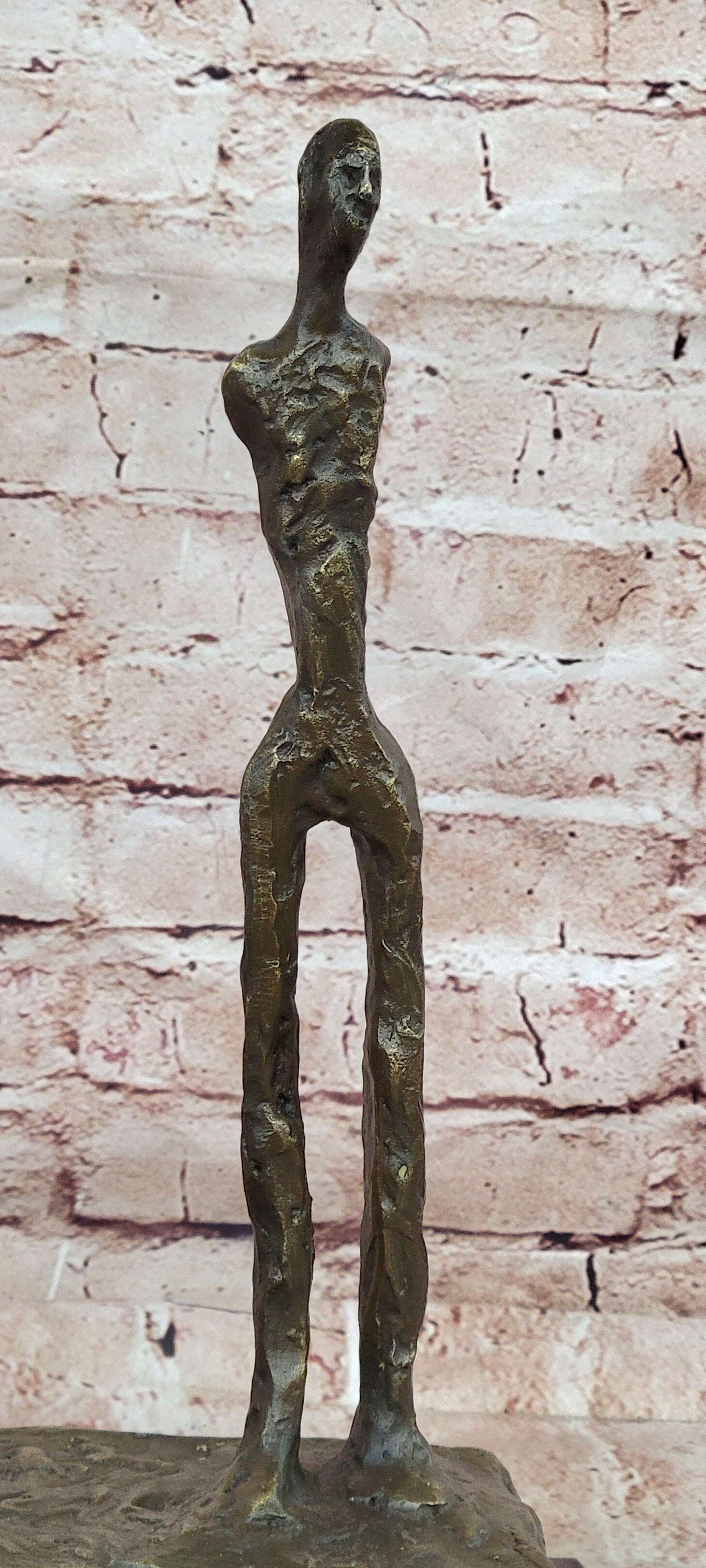 100% Solid Genuine Bronze 3 Male Stick Sculpture Home Office Decoration