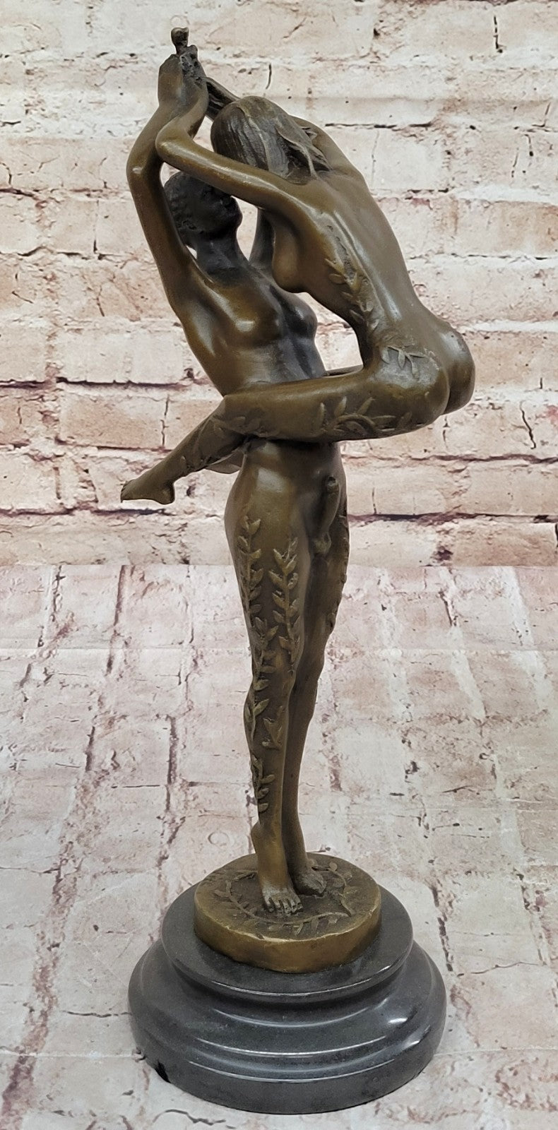 SIGNED JULEUS ERTE MALE AND FEMALE DANCER NUDE EROTIC POSE BRONZE SCULPTURE SALE
