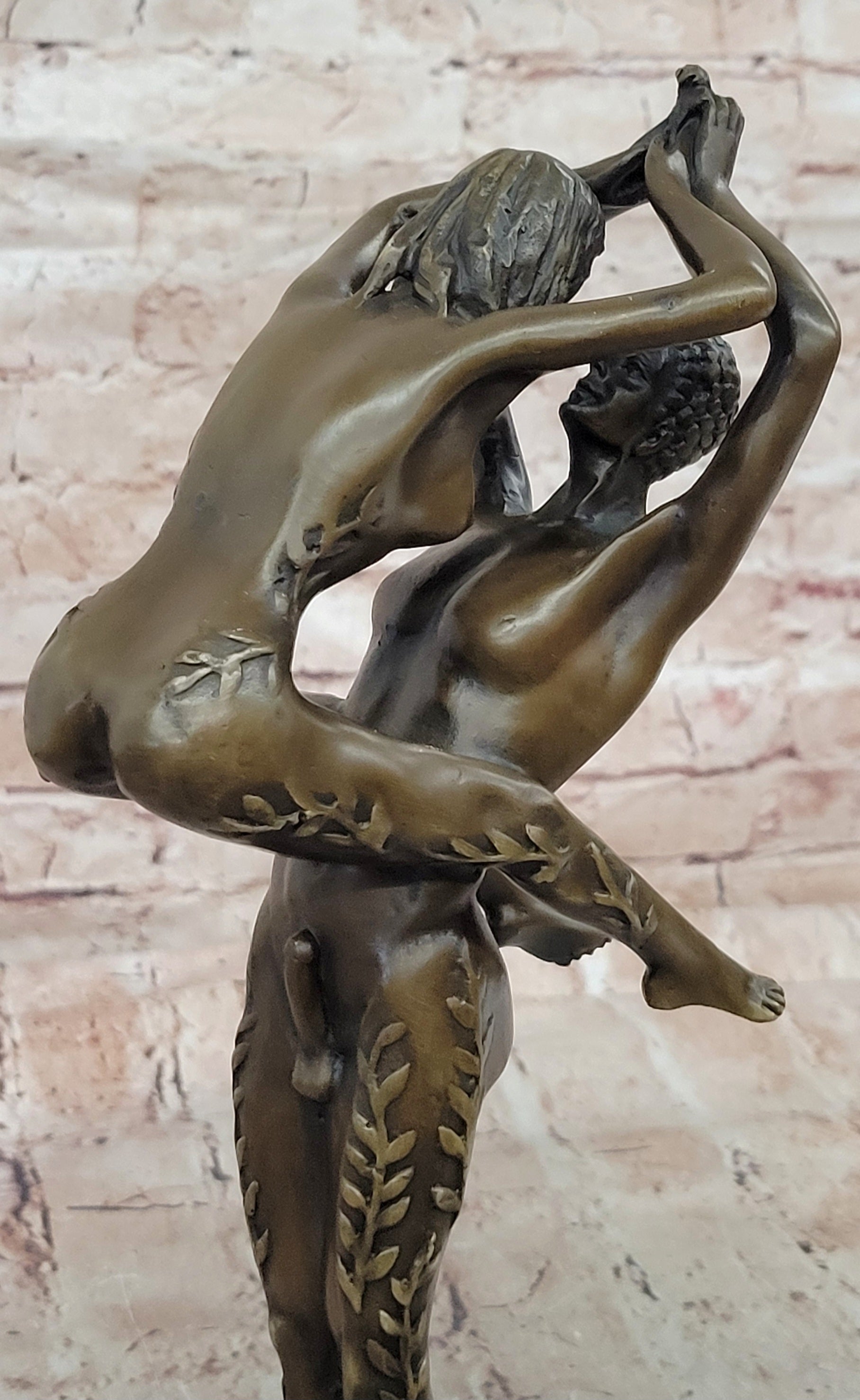 SIGNED JULEUS ERTE MALE AND FEMALE DANCER NUDE EROTIC POSE BRONZE SCULPTURE SALE