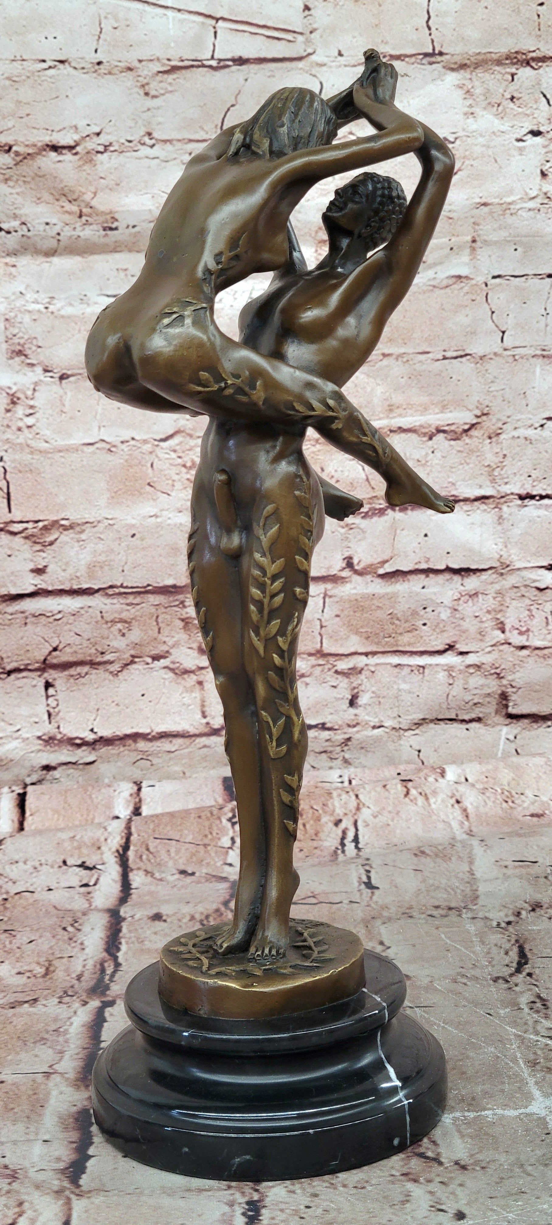 SIGNED JULEUS ERTE MALE AND FEMALE DANCER NUDE EROTIC POSE BRONZE SCULPTURE SALE