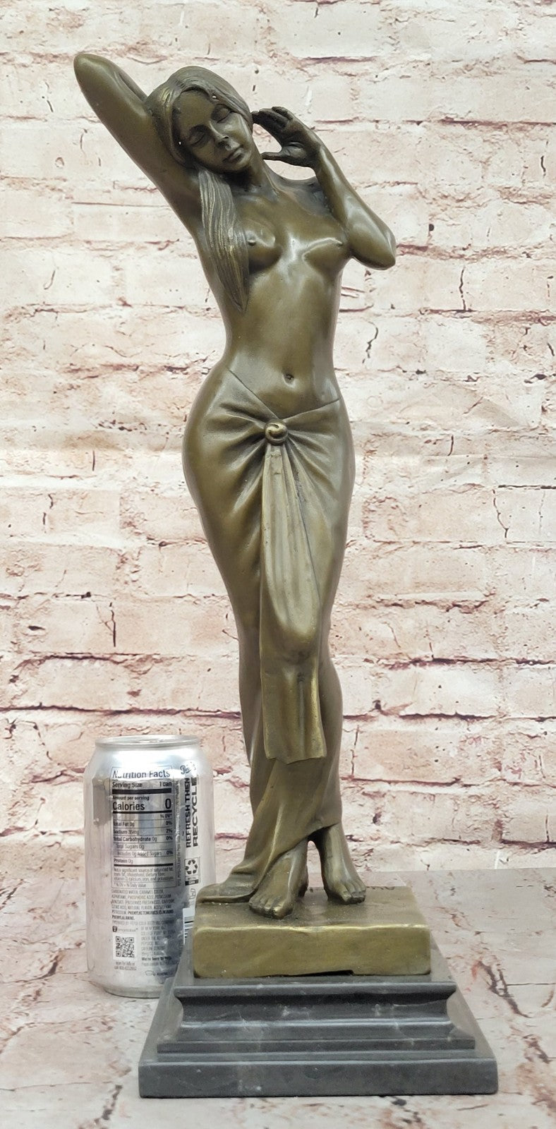 Signed Real Aldo Vitaleh 1920 Style Model Bronze Sculpture Marble Statue Nude
