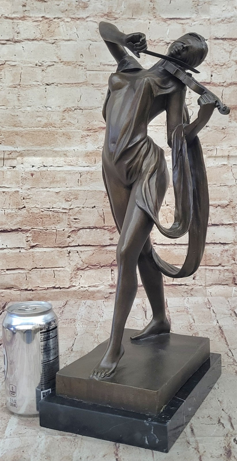 Abstract Modern Gift Female Musician Nude Violin Player Bronze Marble Sculpture