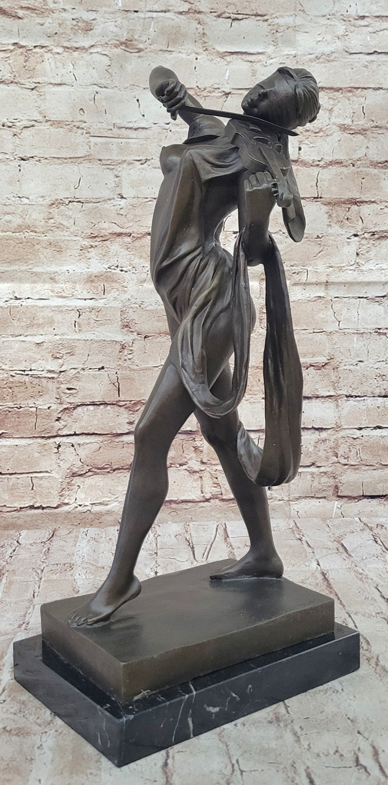 Abstract Modern Gift Female Musician Nude Violin Player Bronze Marble Sculpture
