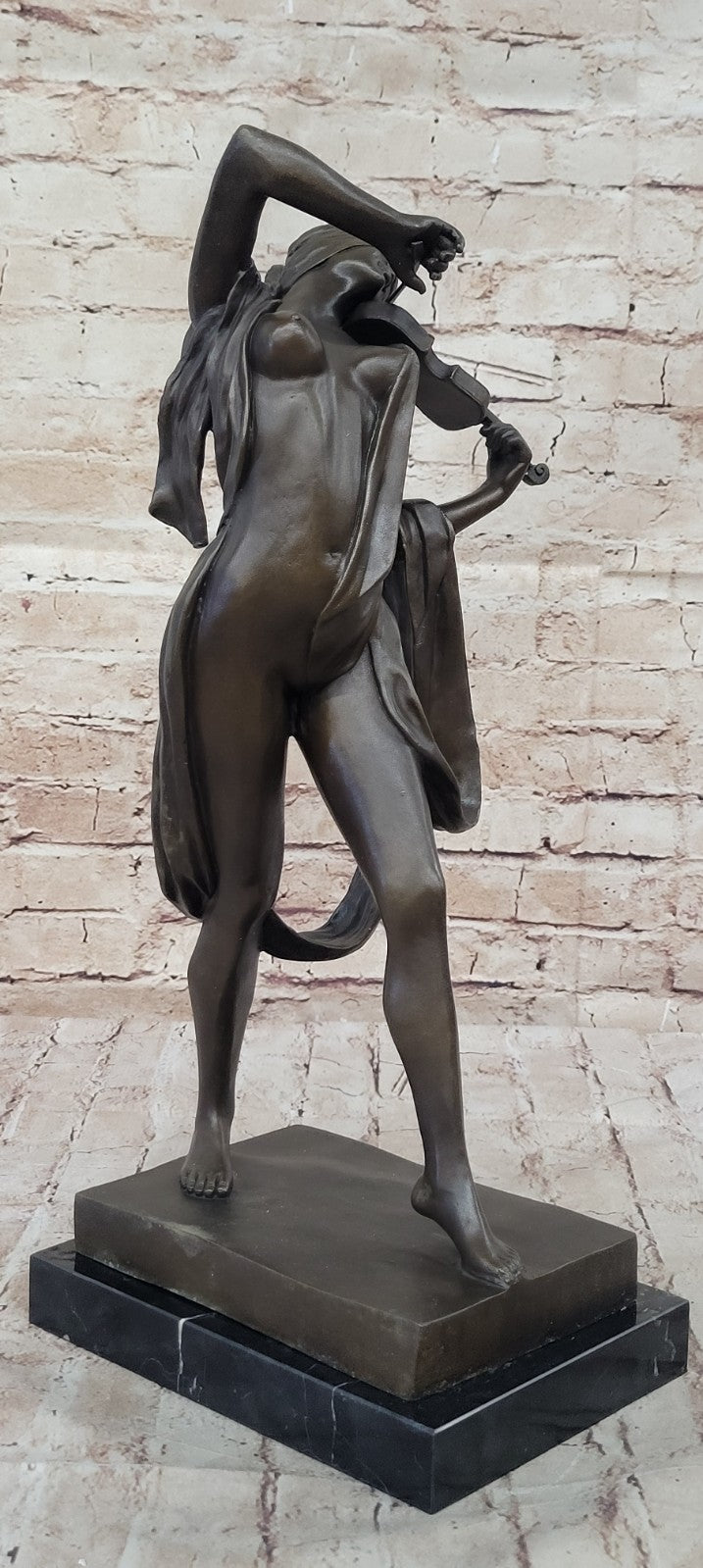 Abstract Modern Gift Female Musician Nude Violin Player Bronze Marble Sculpture