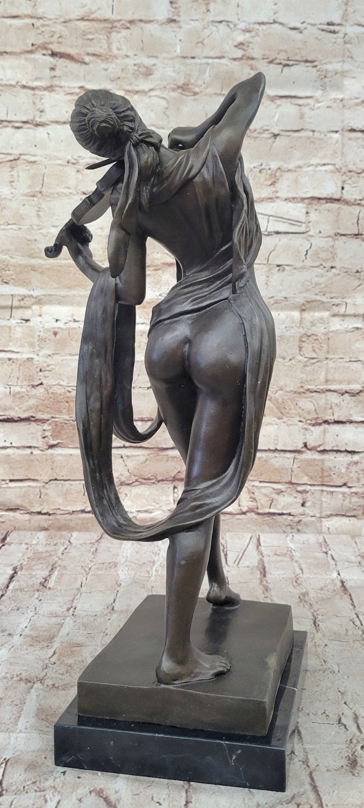 Abstract Modern Gift Female Musician Nude Violin Player Bronze Marble Sculpture