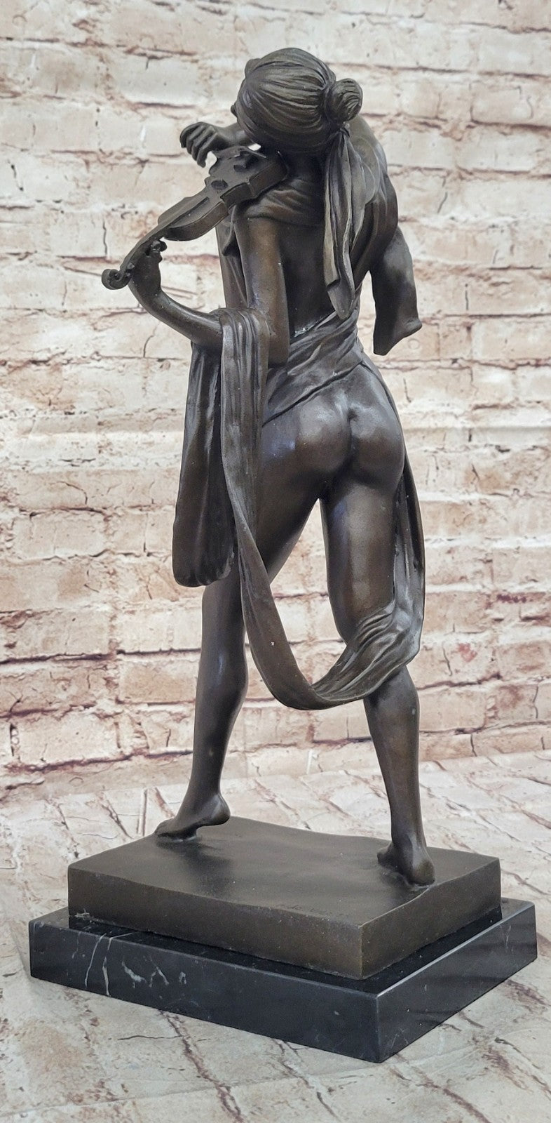 Abstract Modern Gift Female Musician Nude Violin Player Bronze Marble Sculpture
