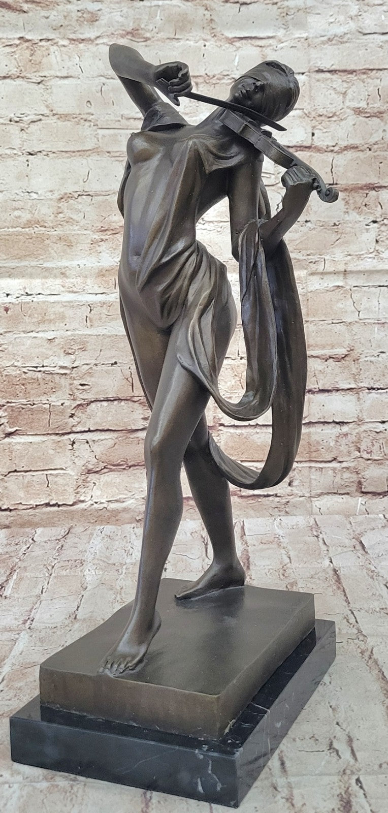 Abstract Modern Gift Female Musician Nude Violin Player Bronze Marble Sculpture
