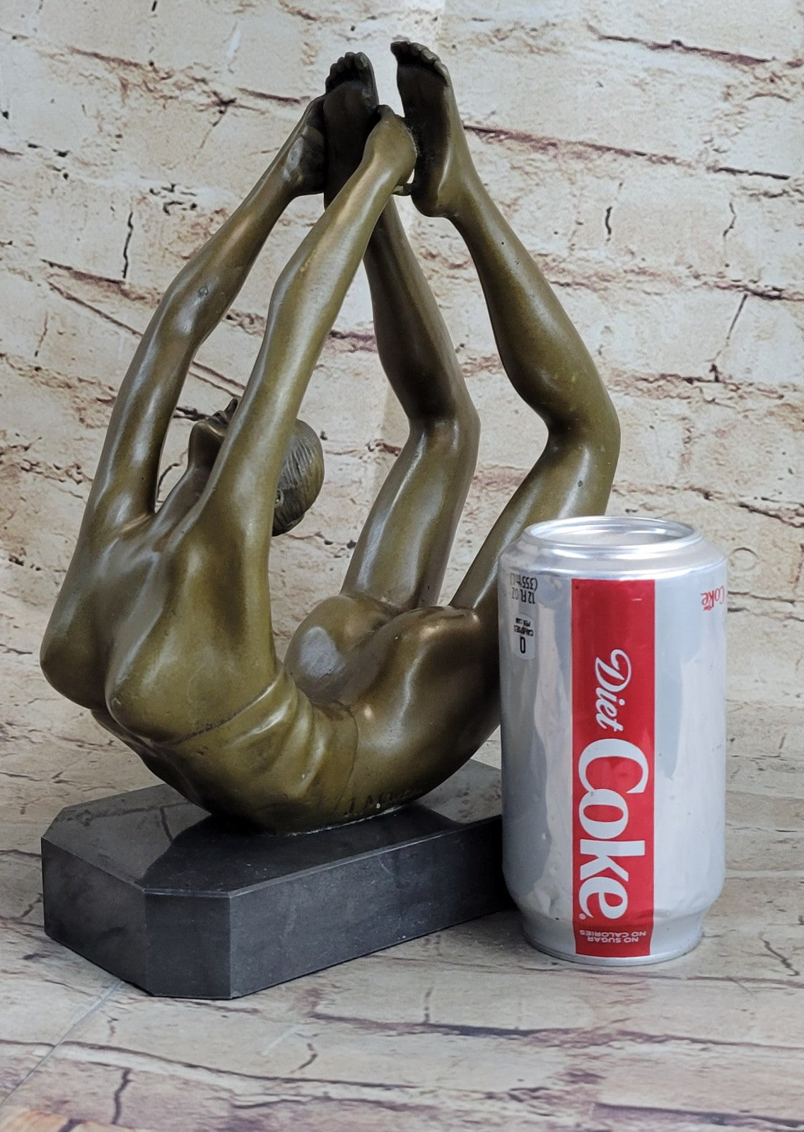 Lovely Vintage Art Deco French Bronze Nude Female Gymnast Acrobat Statue Mavchi