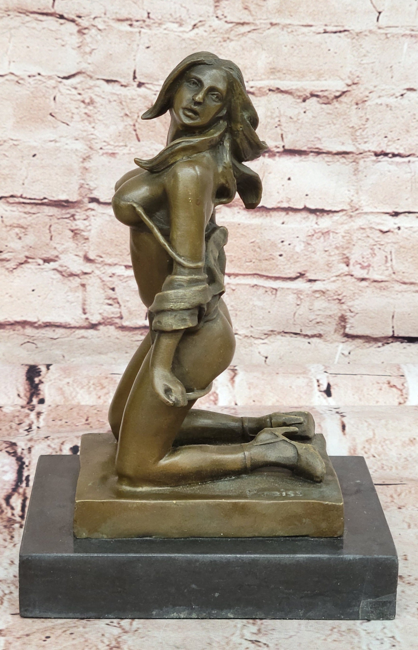 Bronze Sculpture Erotic Art Titled Girl with Whip By German Artist Preiss Statue