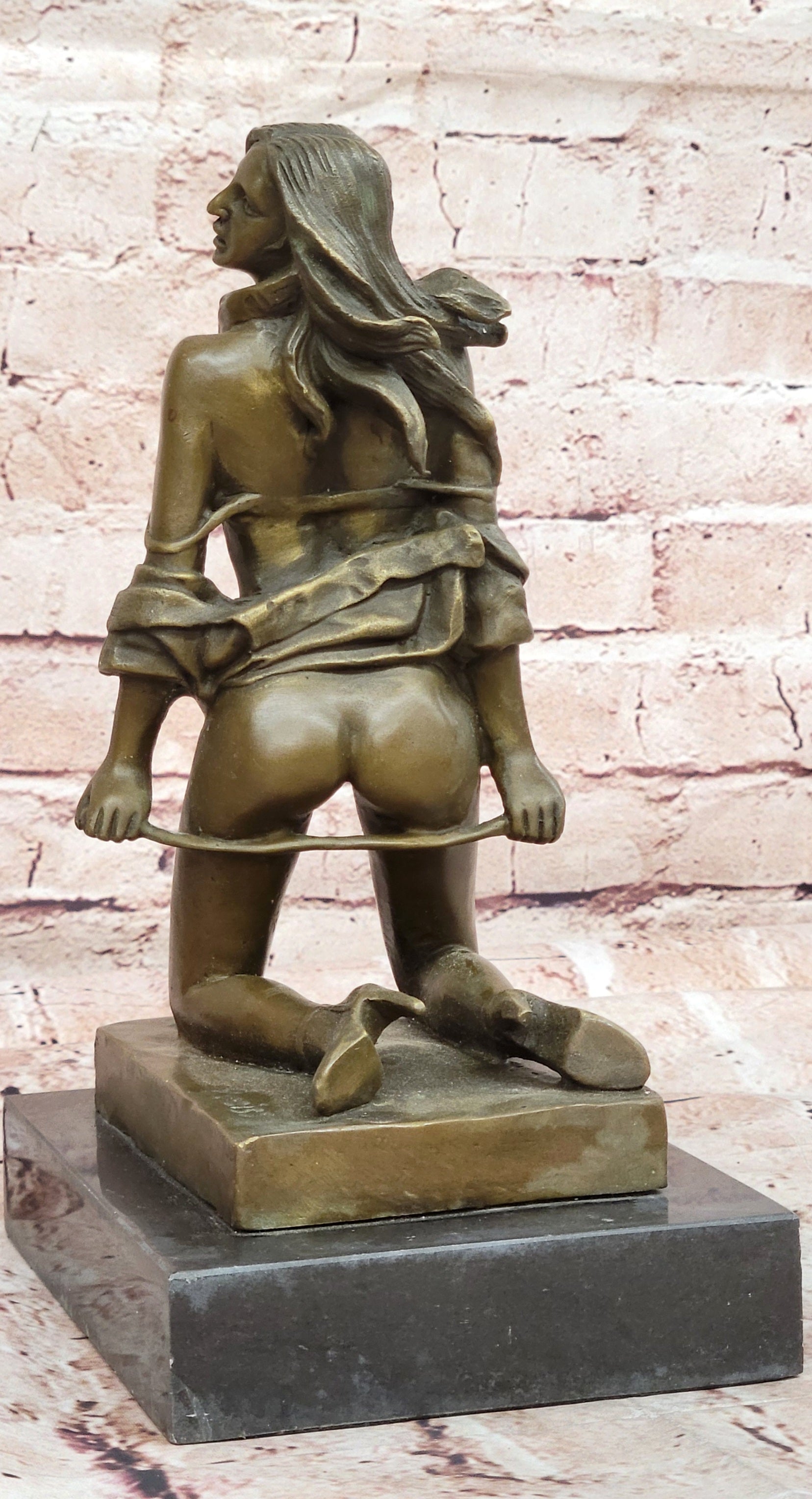 Bronze Sculpture Erotic Art Titled Girl with Whip By German Artist Preiss Statue