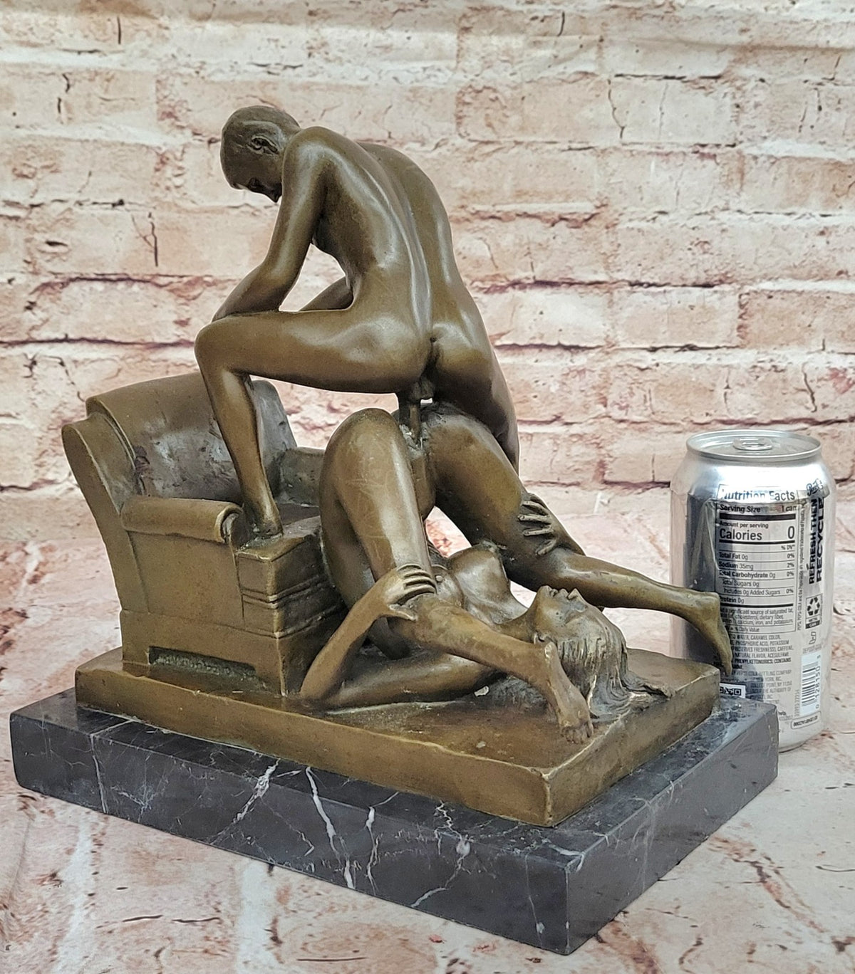 Bronze Sculpture Male and Female in a Heated Moment Hot Cast Figurine Figure Art