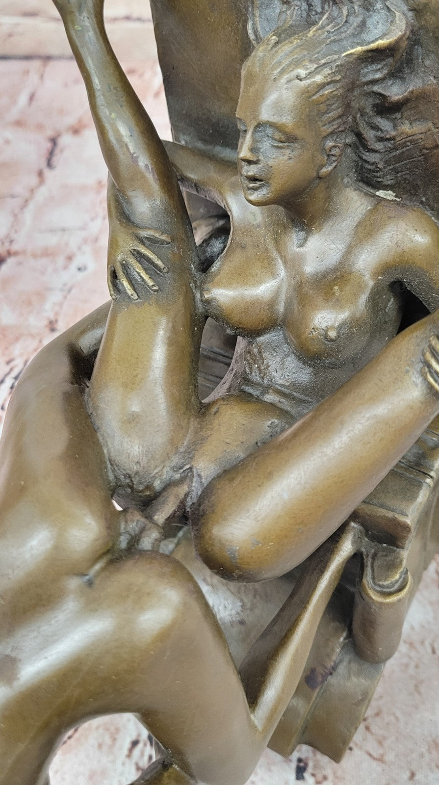 Bronze Sculpture Male and Female in a Heated Moment Hot Cast Figurine Figure Art