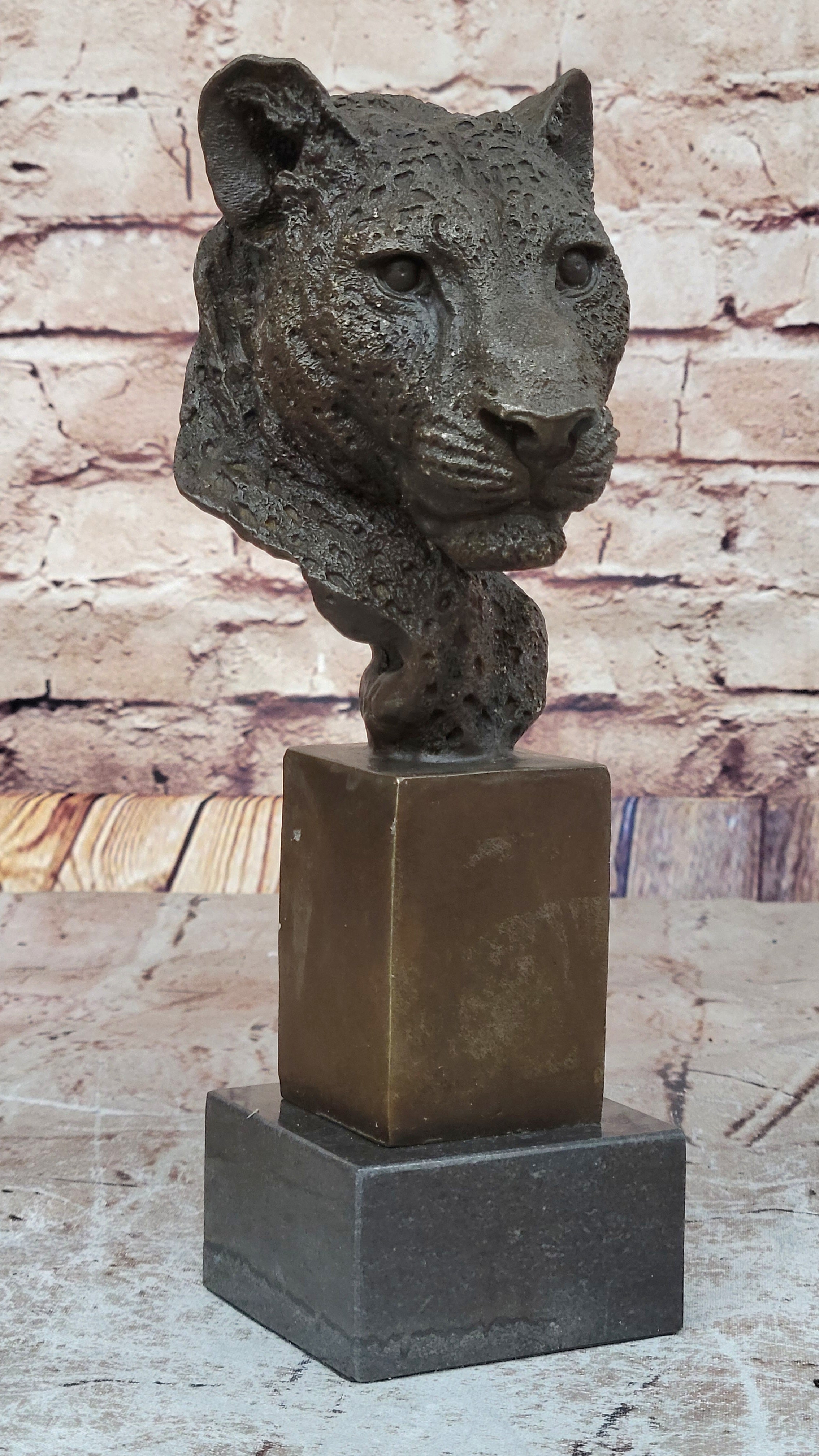 100% Solid Bronze Male Lion Head Bust by Mene Sculpture Figurine Figure Gift