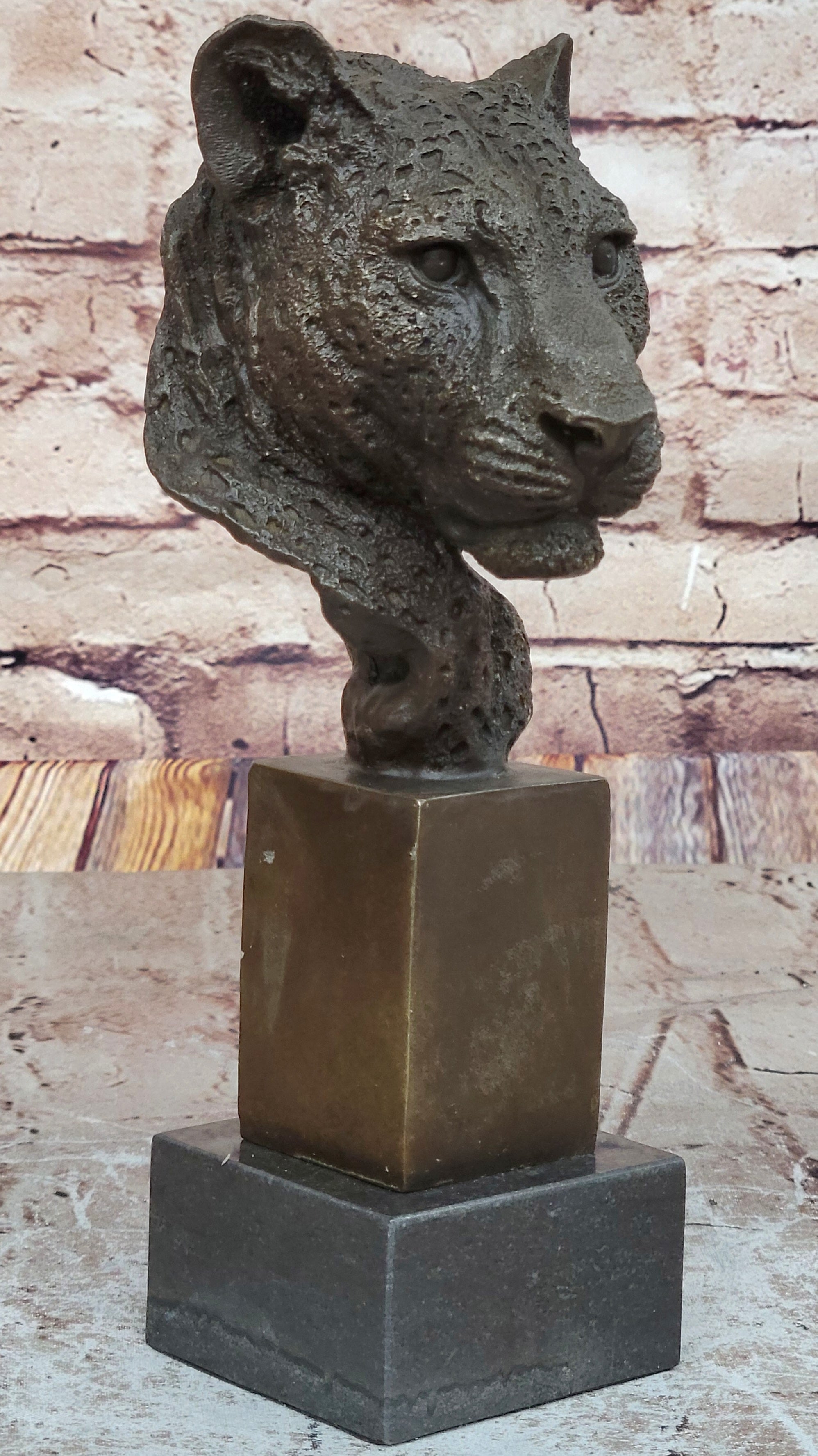 100% Solid Bronze Male Lion Head Bust by Mene Sculpture Figurine Figure Gift