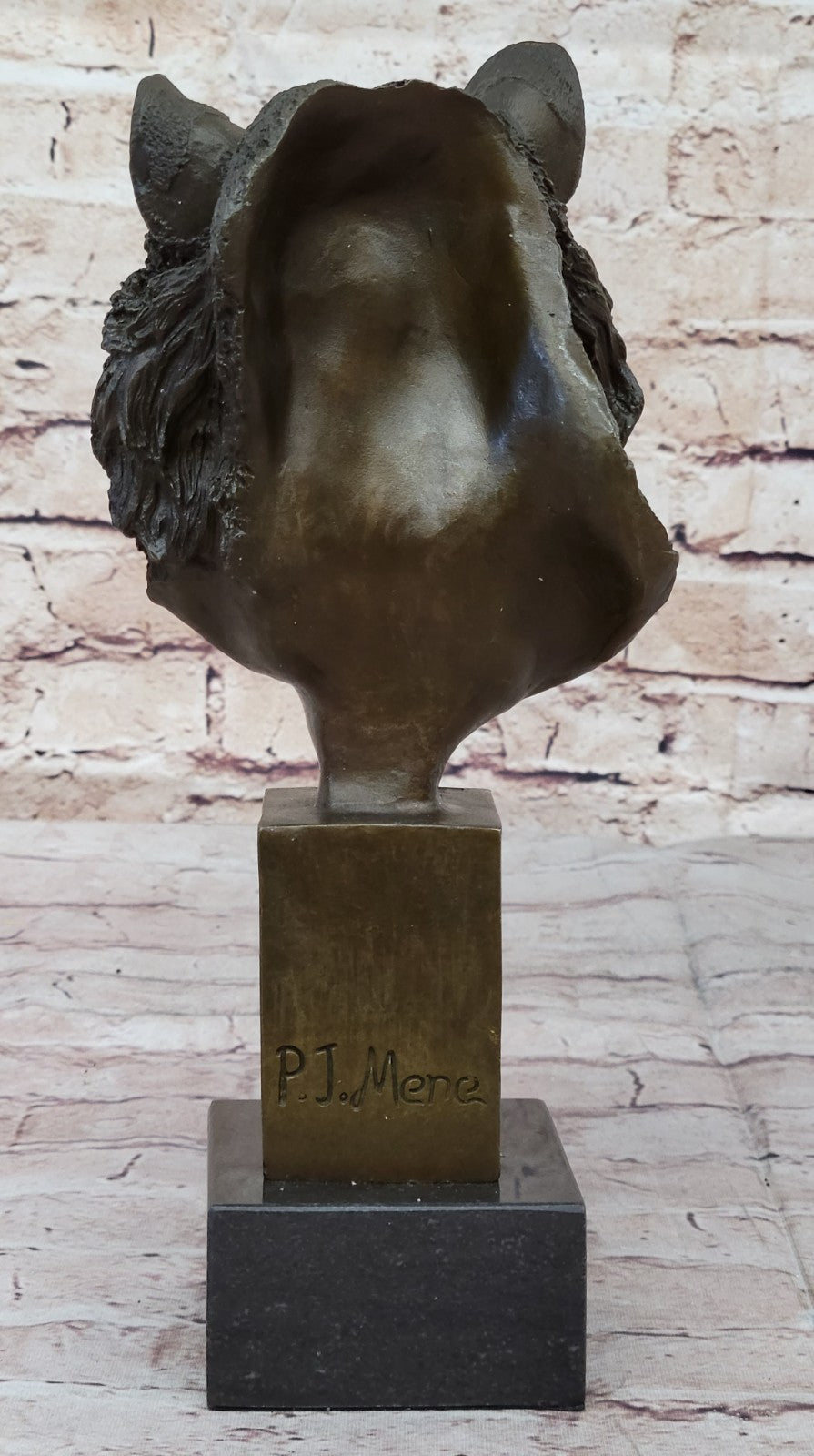 10" Western Art Deco Bronze lions Lion Puma Mountain Cat Bust Sculpture Figurine