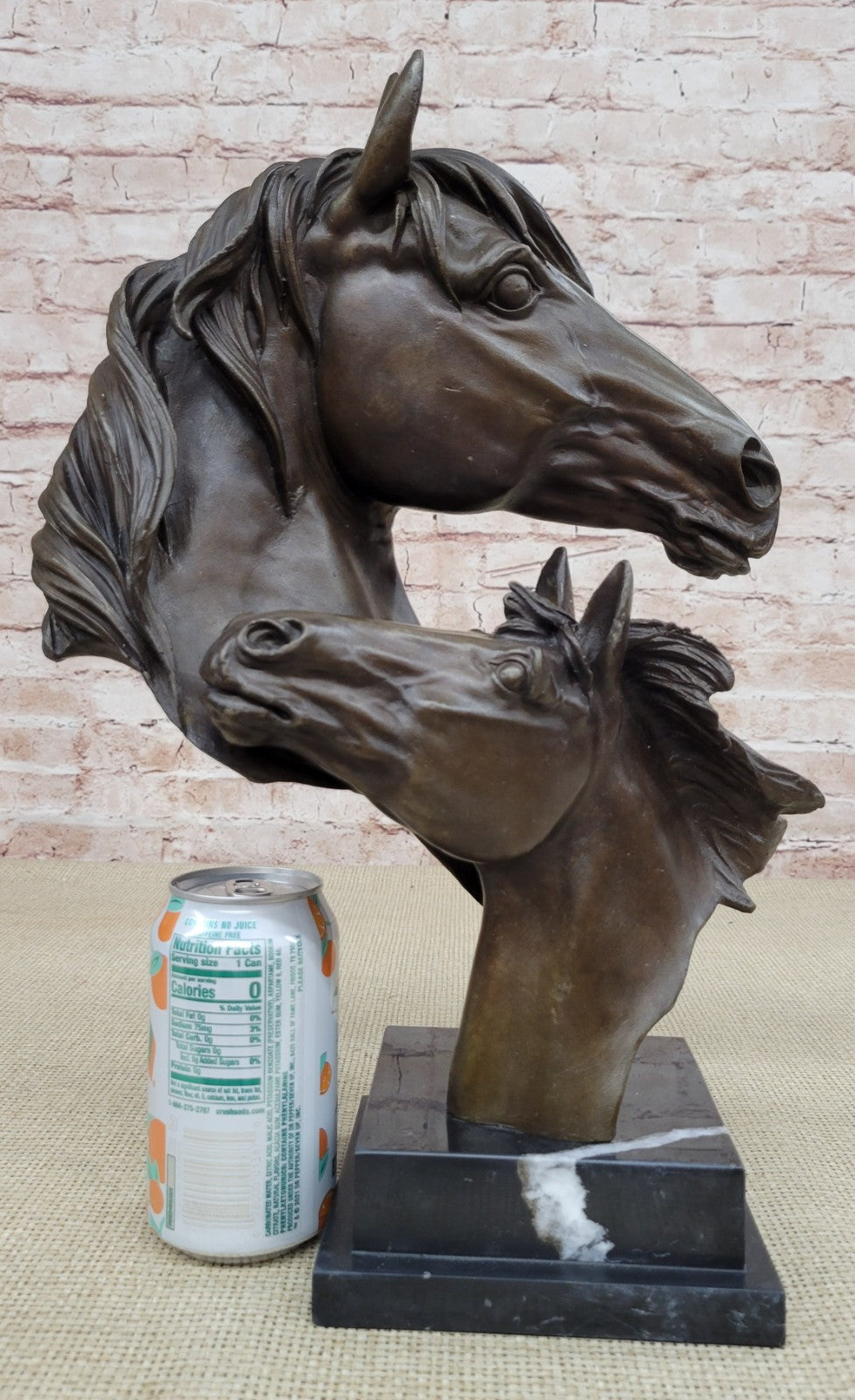 Handcrafted bronze sculpture SALE Bust Horse Horses Two Mounted Pure Beautiful