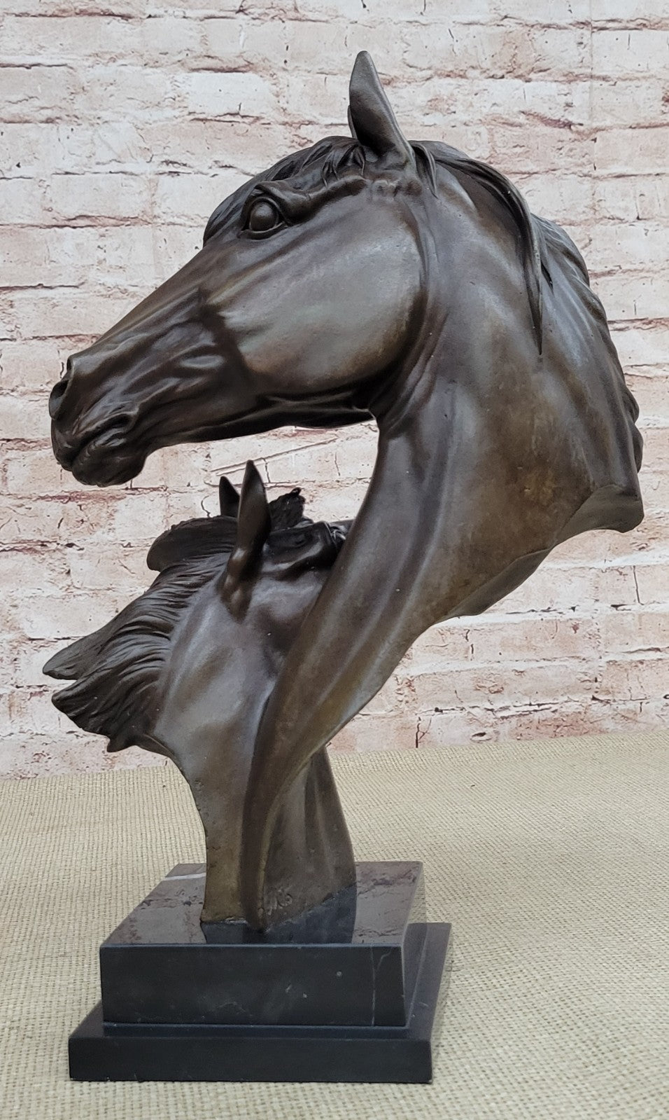 Handcrafted bronze sculpture SALE Bust Horse Horses Two Mounted Pure Beautiful