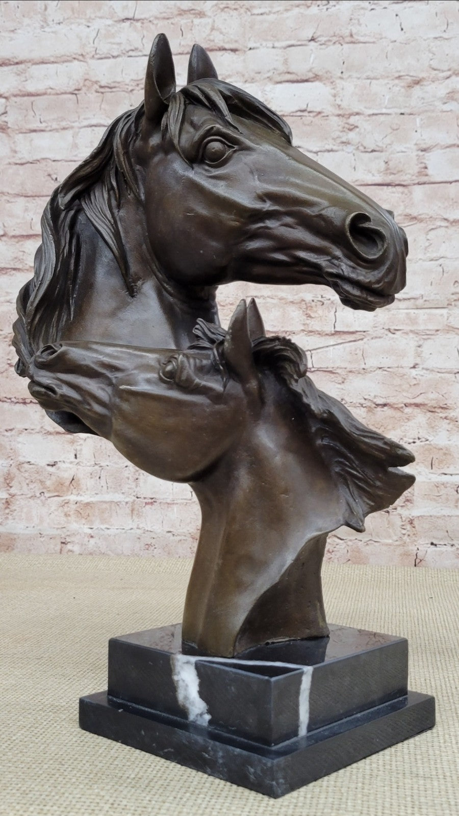 Handcrafted bronze sculpture SALE Bust Horse Horses Two Mounted Pure Beautiful