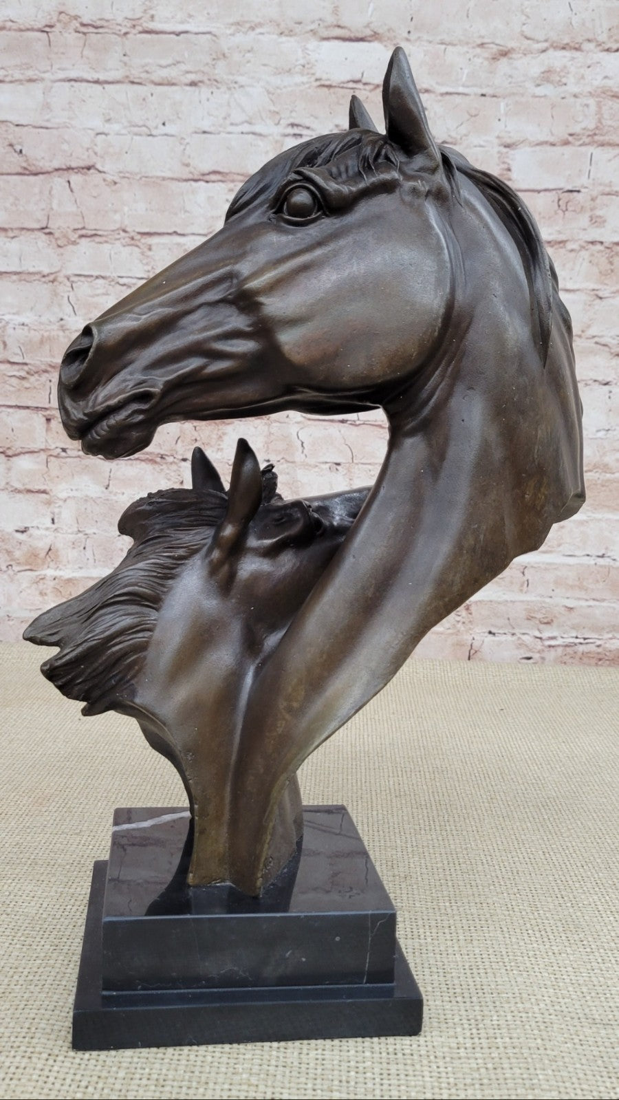 Handcrafted bronze sculpture SALE Bust Horse Horses Two Mounted Pure Beautiful