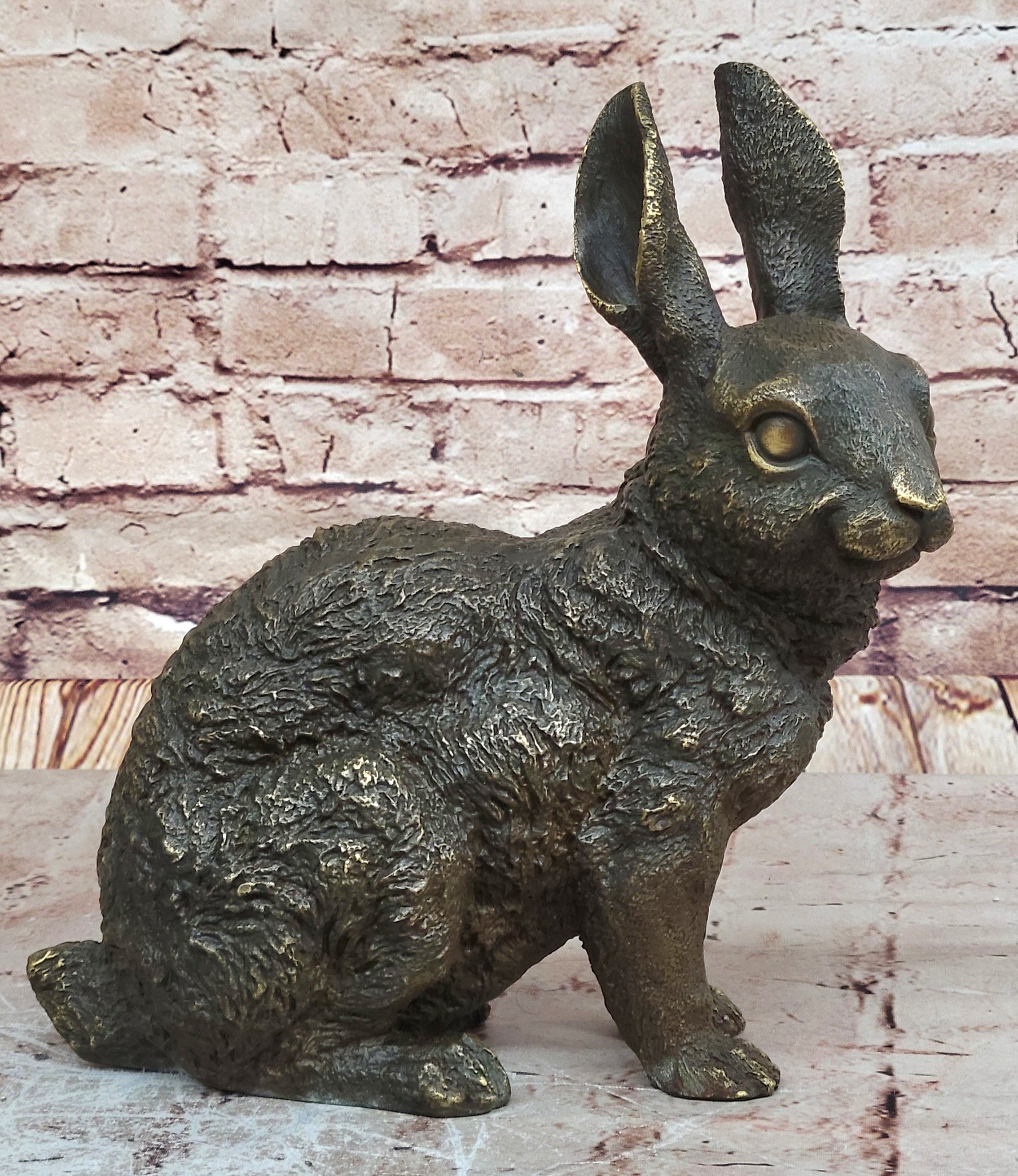 Rabbit Resting Garden Sculpture Metal Statue Indoor Outdoor Real 100% Bronze Art