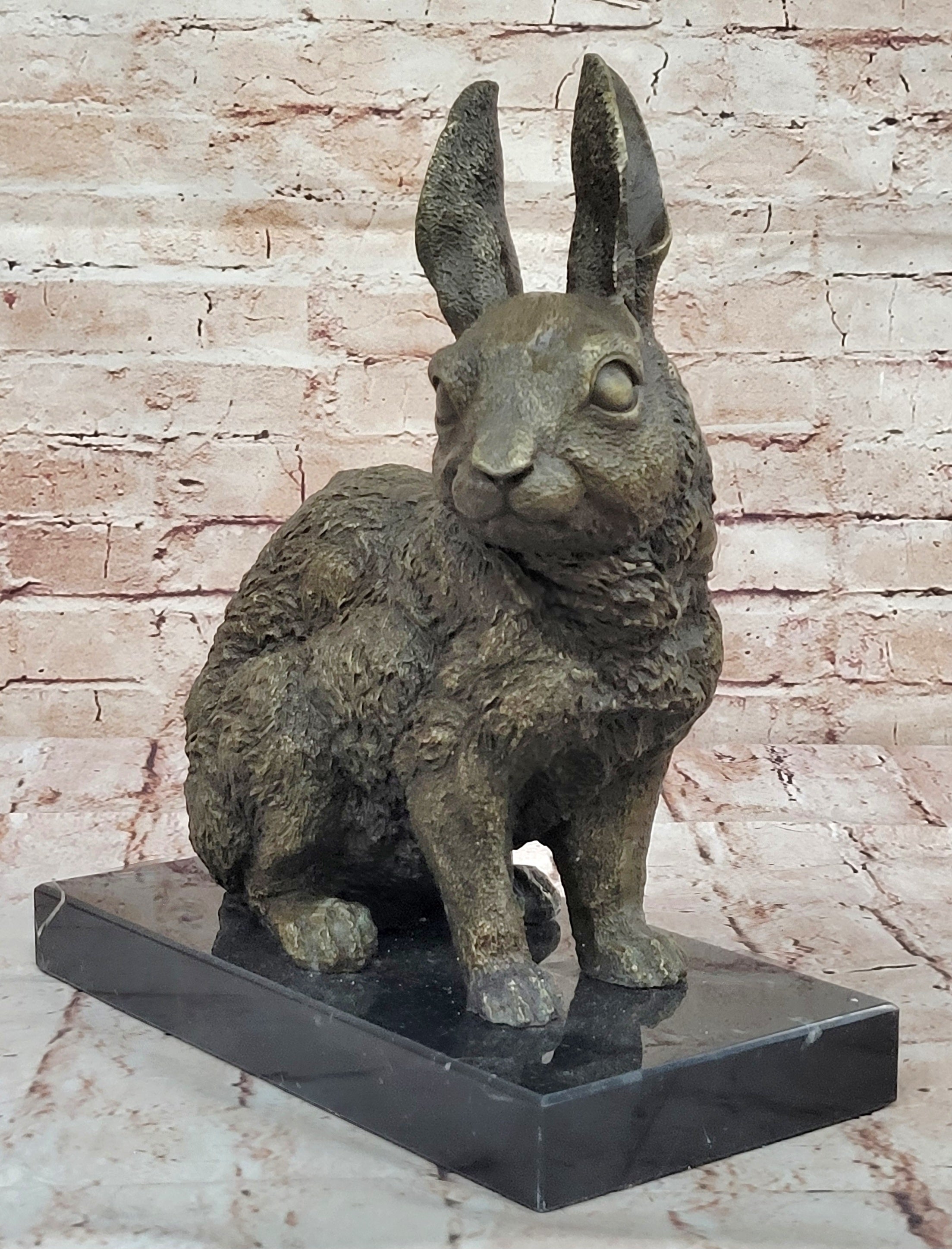 Signed Large Bronze Sculpture Statue Art Rabbit Deco Home Garden Decor Figurine