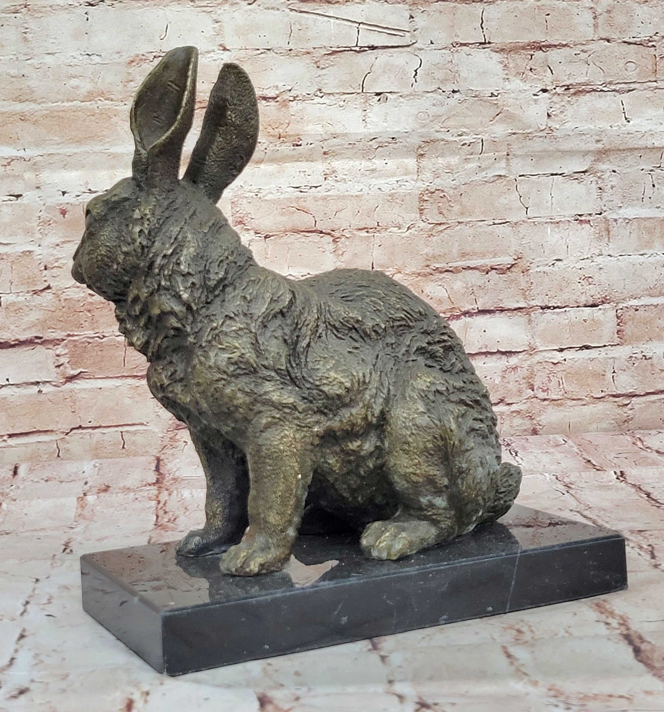 Signed Large Bronze Sculpture Statue Art Rabbit Deco Home Garden Decor Figurine
