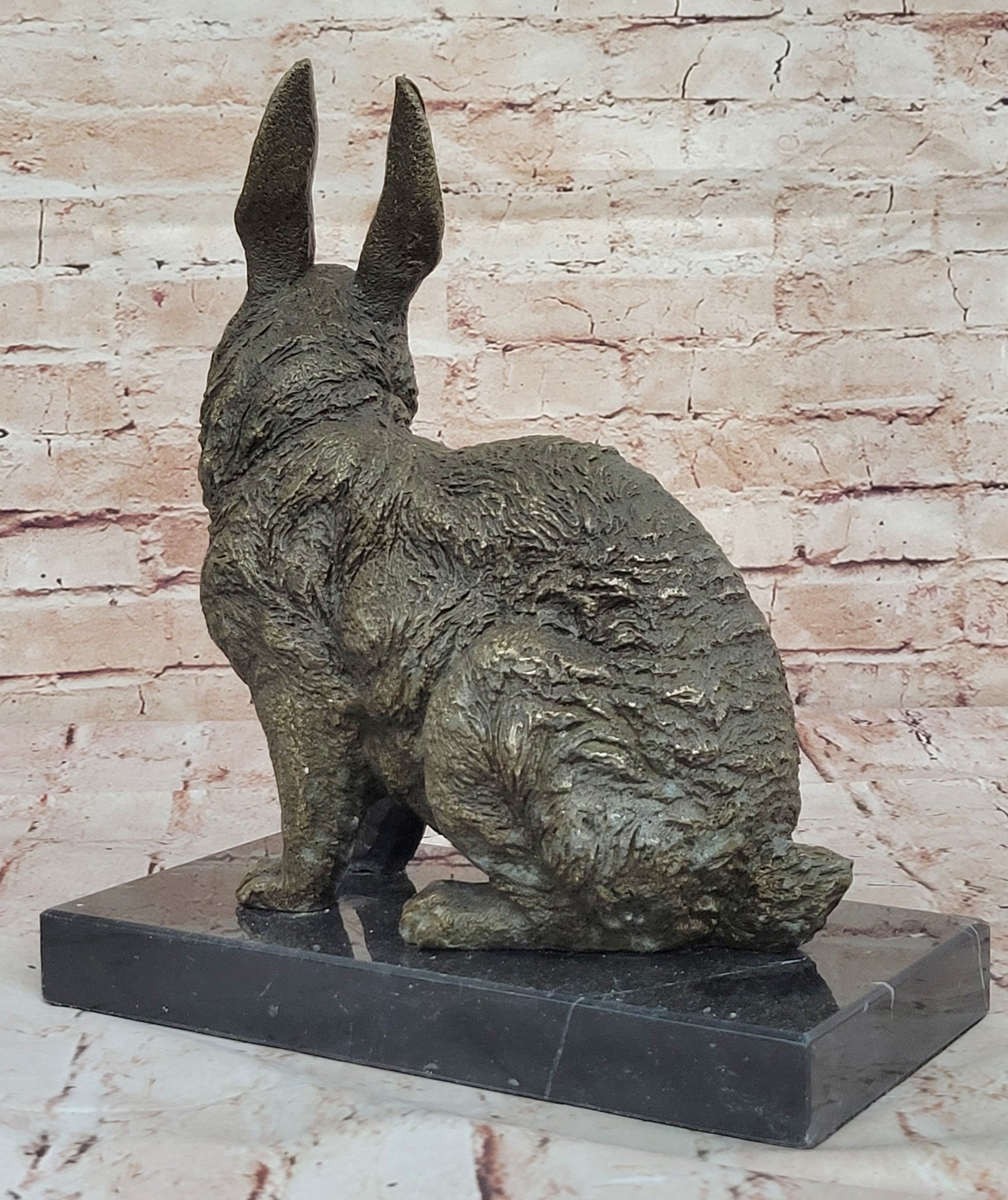 Signed Large Bronze Sculpture Statue Art Rabbit Deco Home Garden Decor Figurine