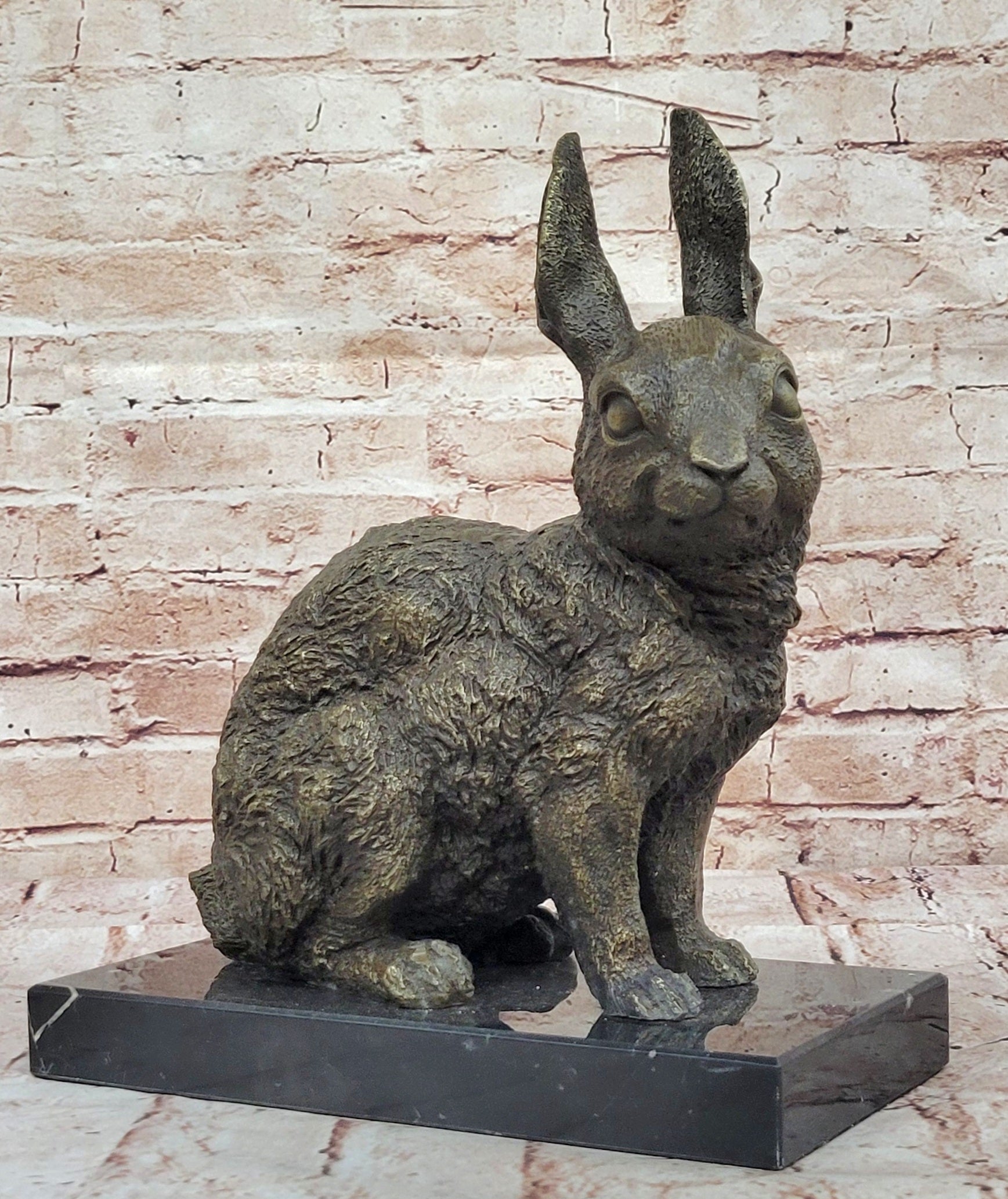 Signed Large Bronze Sculpture Statue Art Rabbit Deco Home Garden Decor Figurine